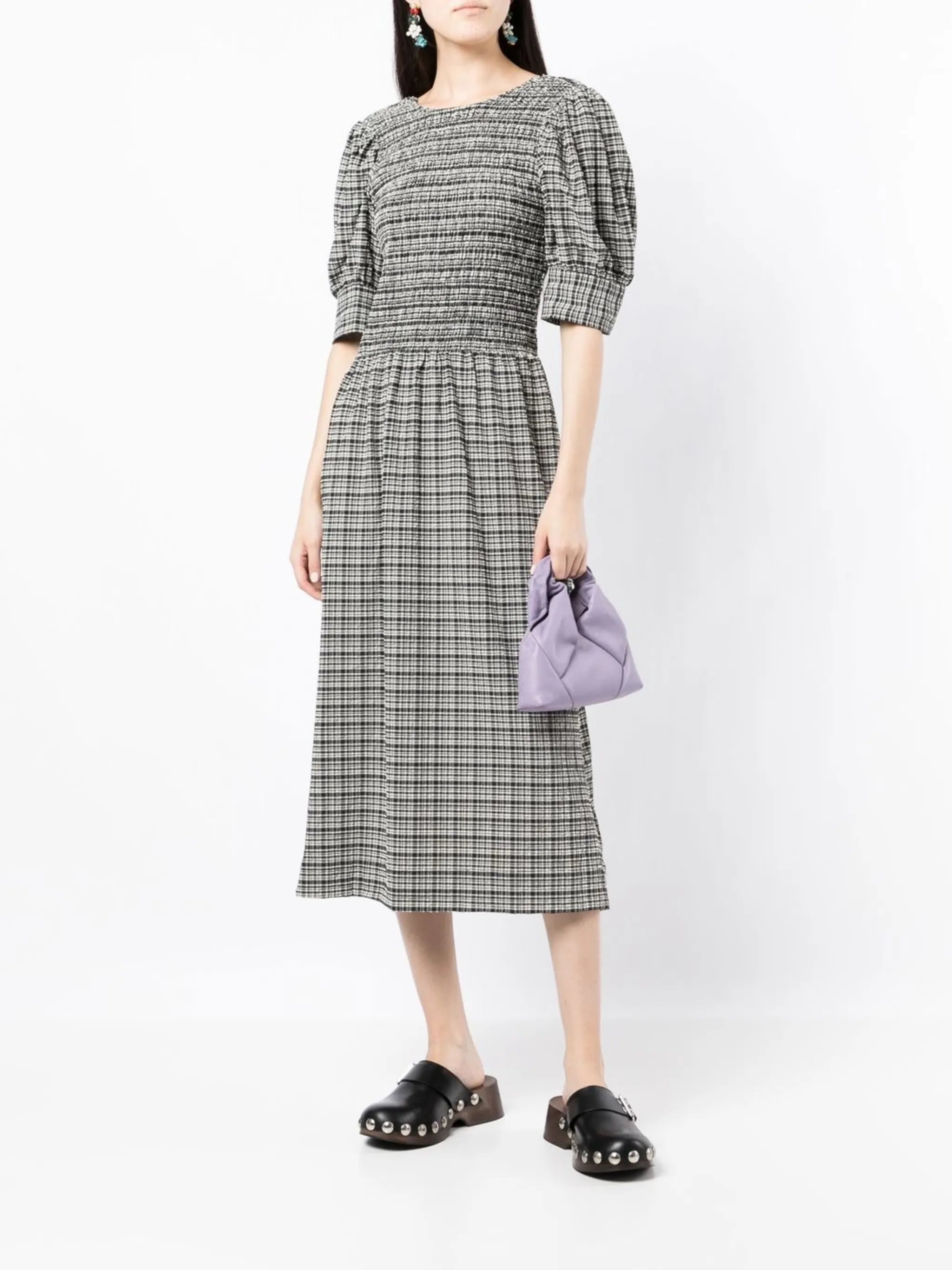check-pattern maxi dress
