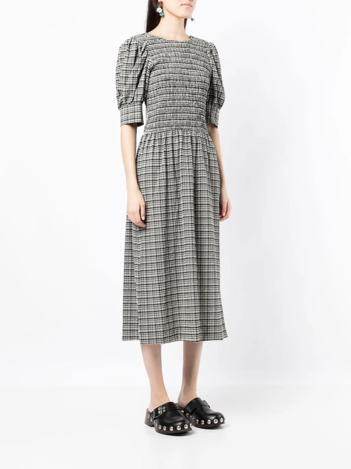 check-pattern maxi dress