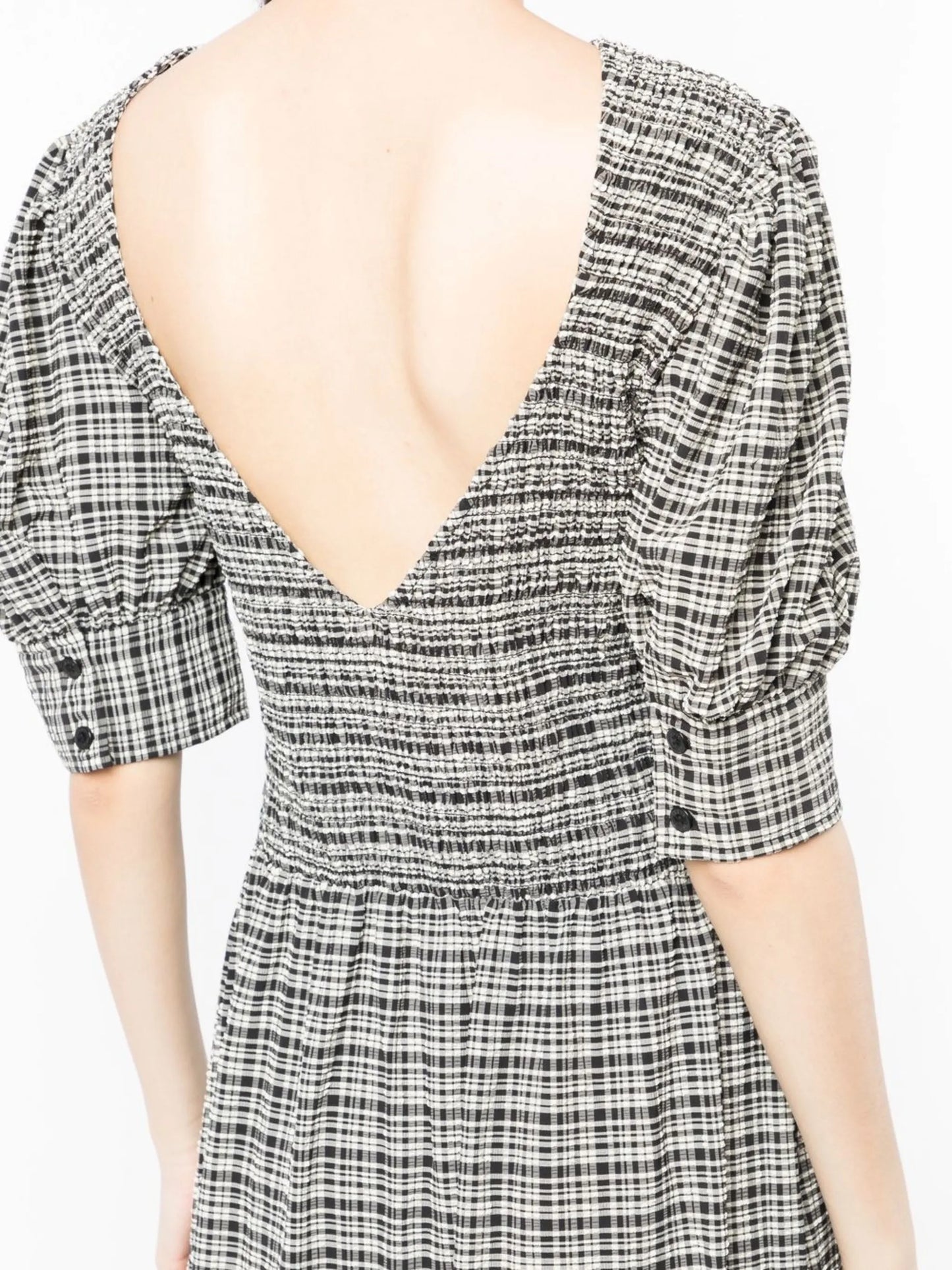 check-pattern maxi dress