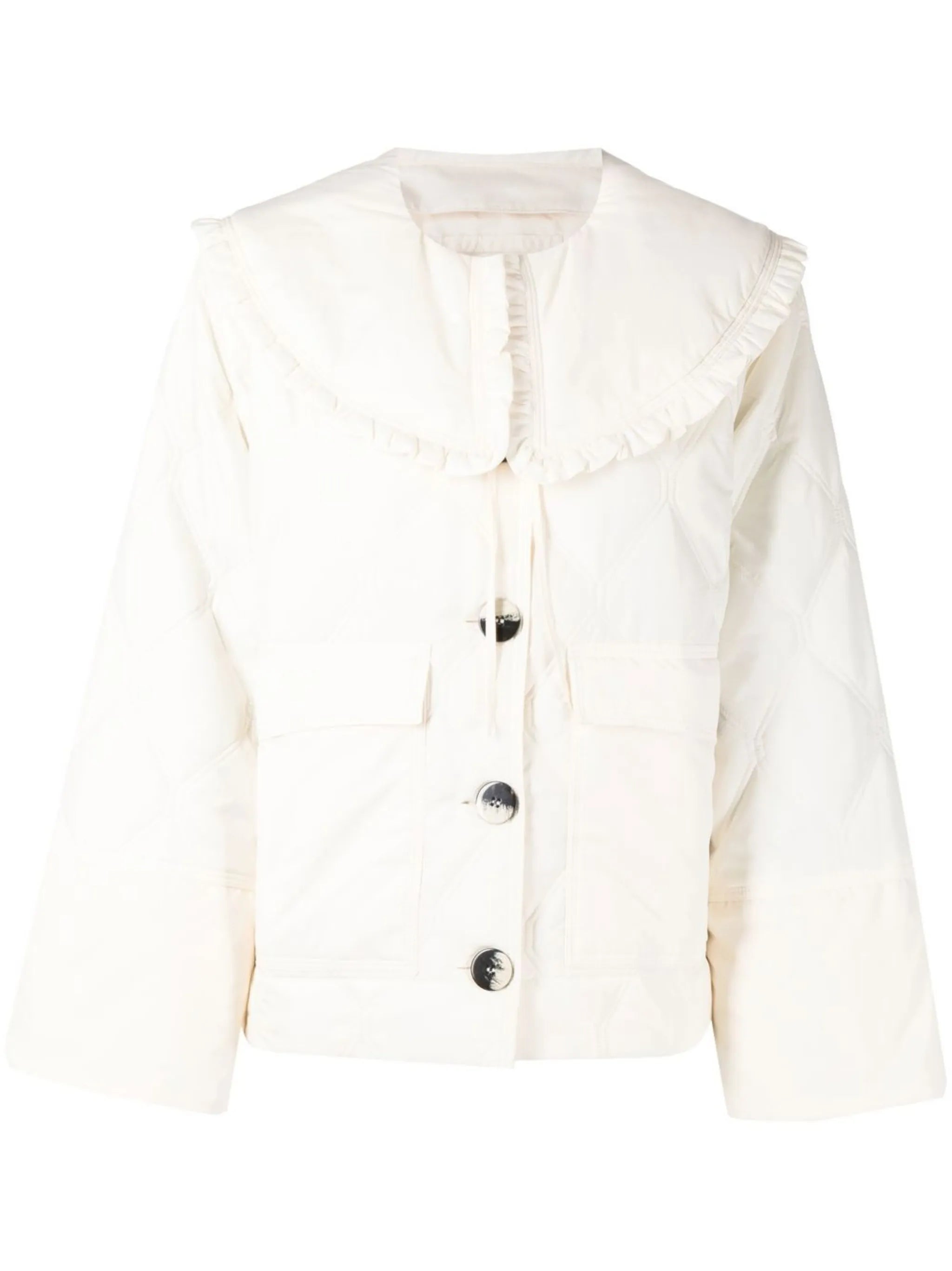 quilted frilled-collar jacket
