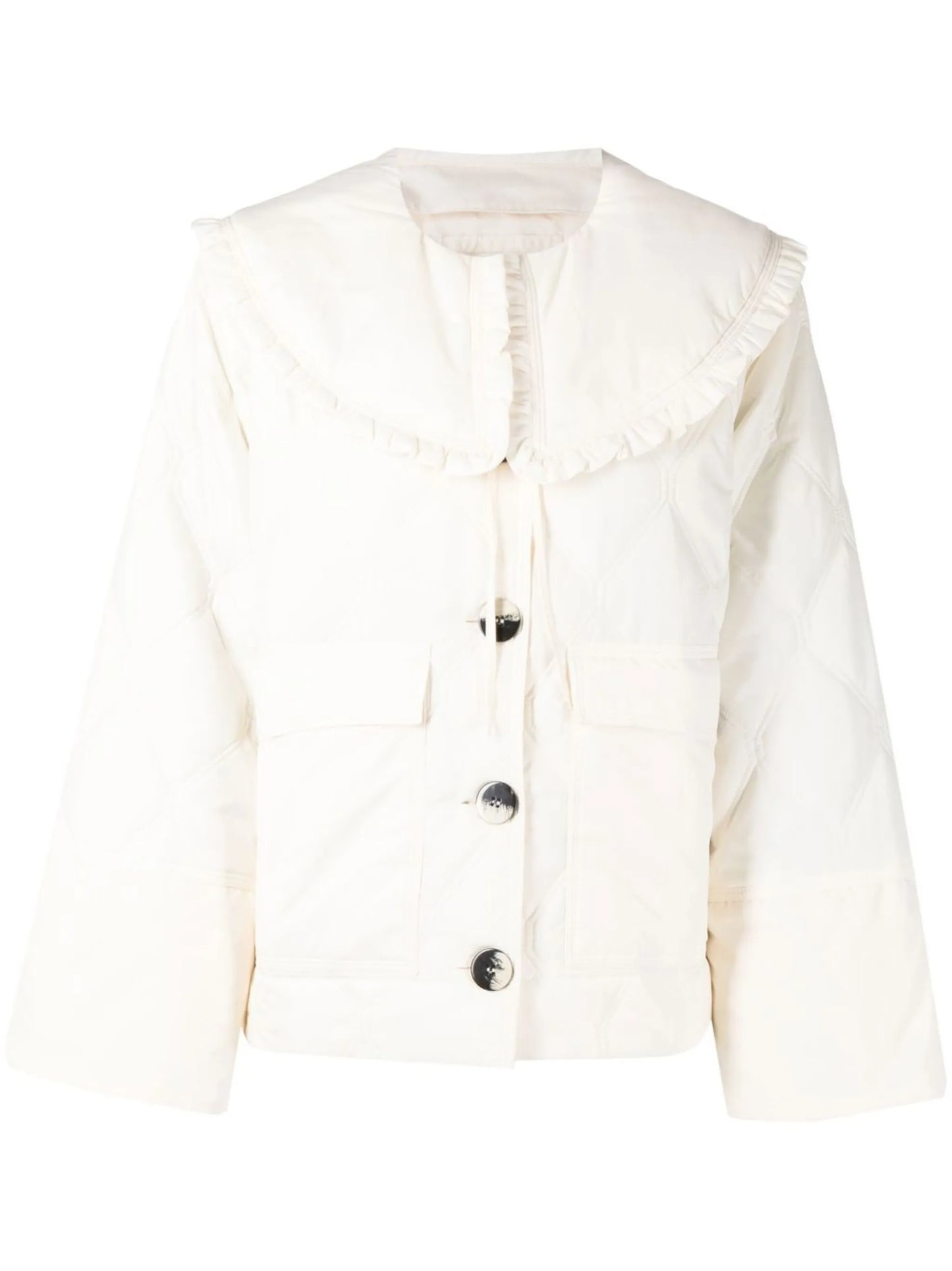 quilted frilled-collar jacket