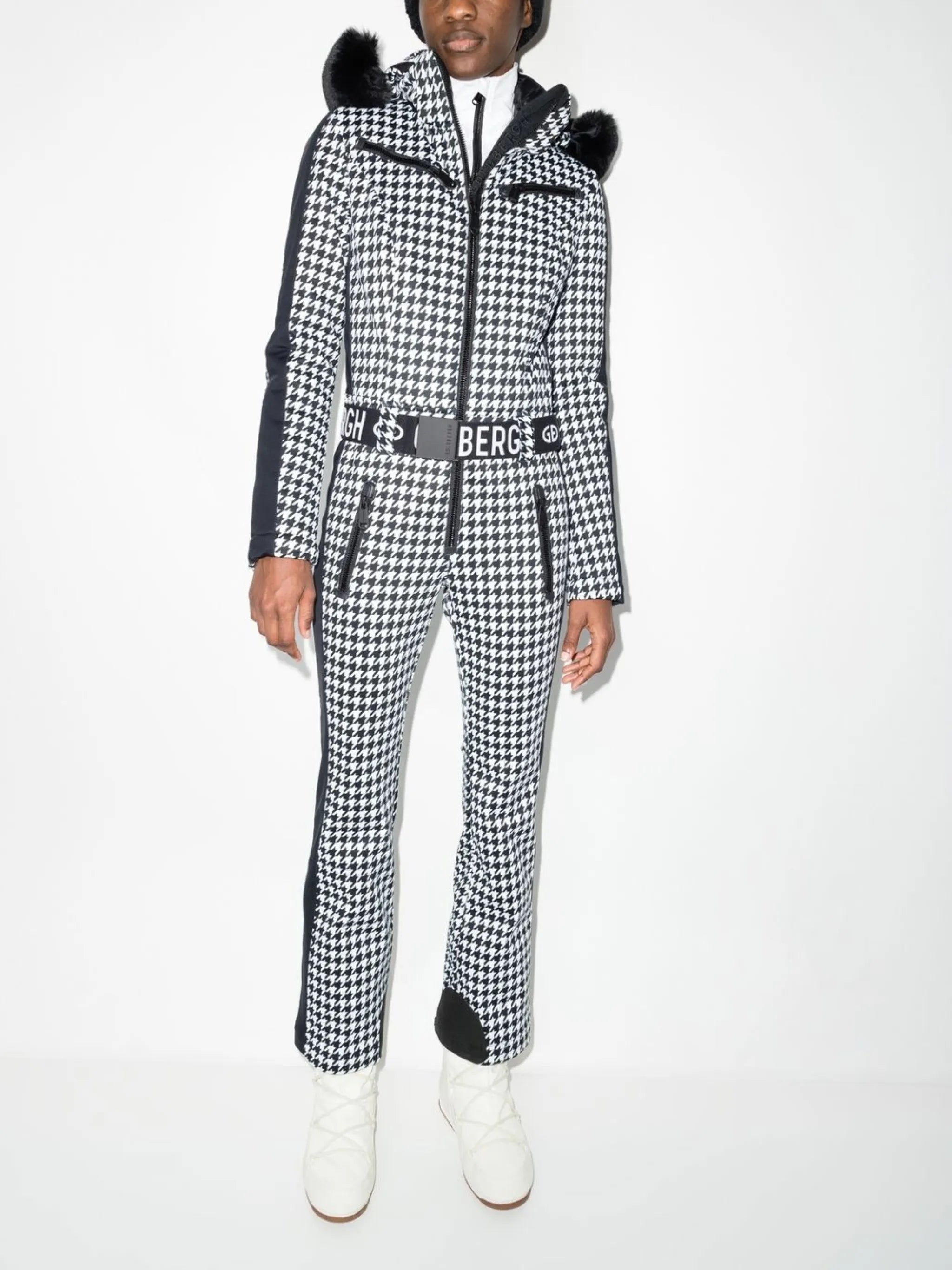 France houndstooth-print ski suit