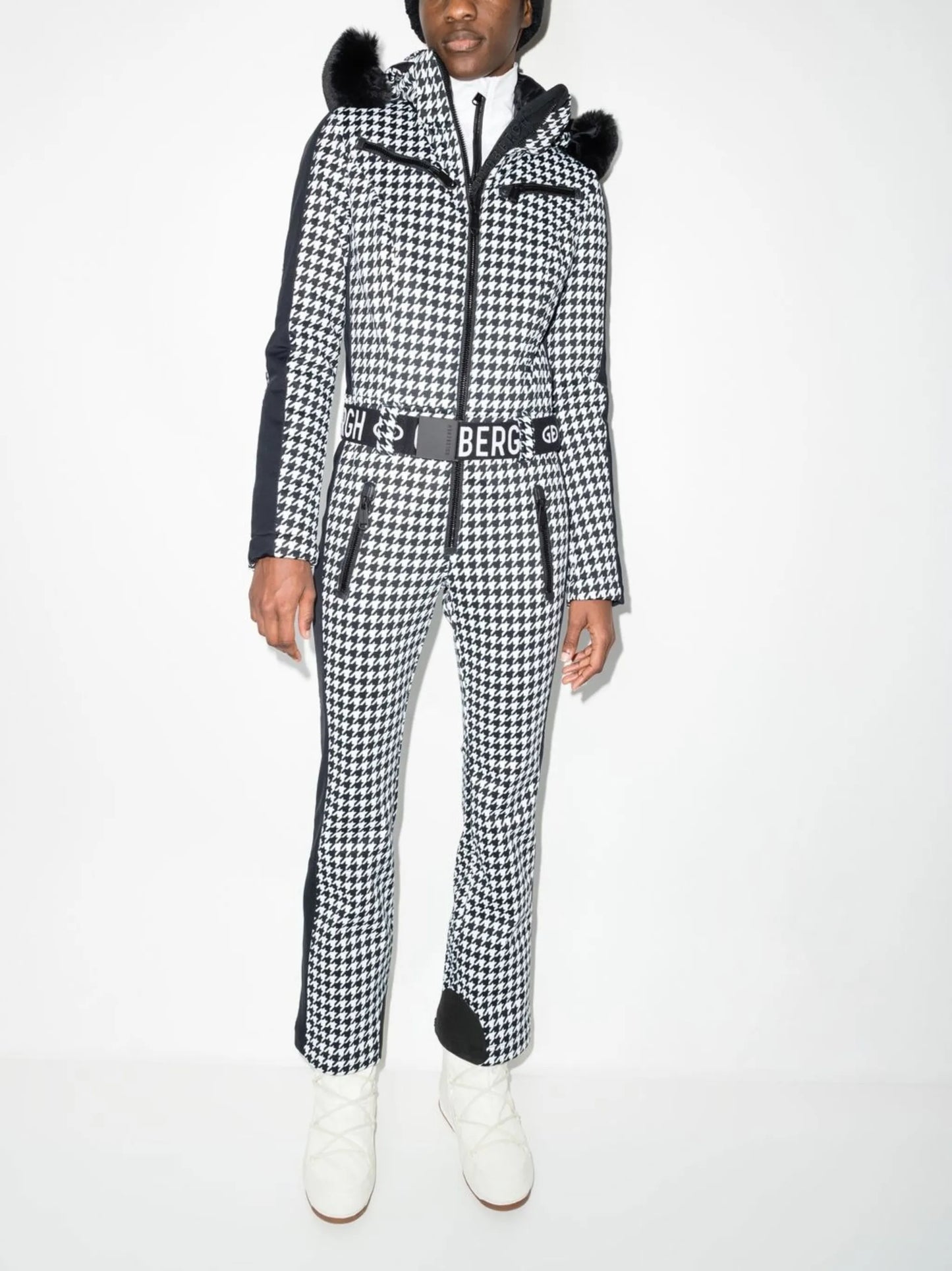 France houndstooth-print ski suit