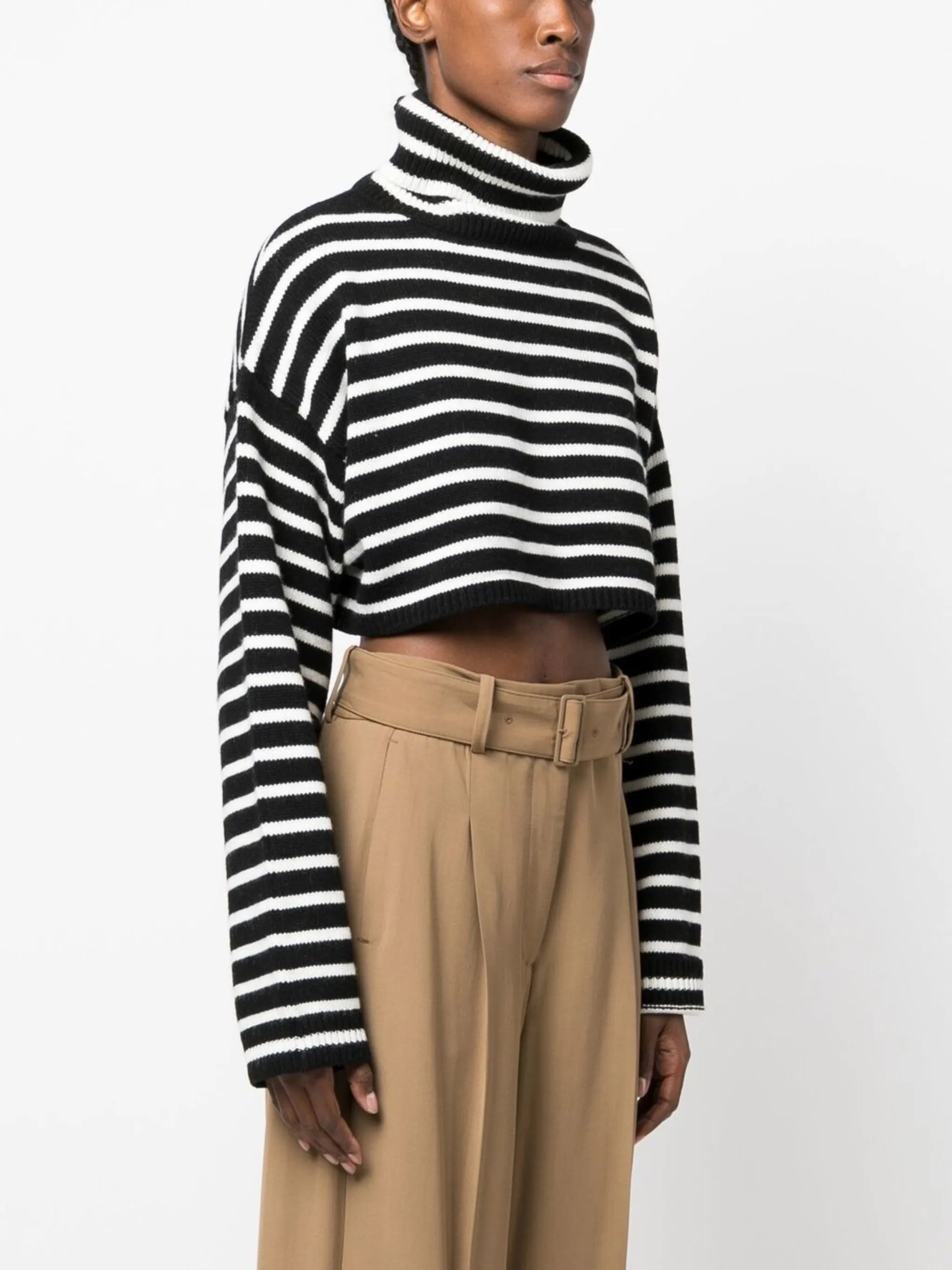 striped-knit cropped jumper