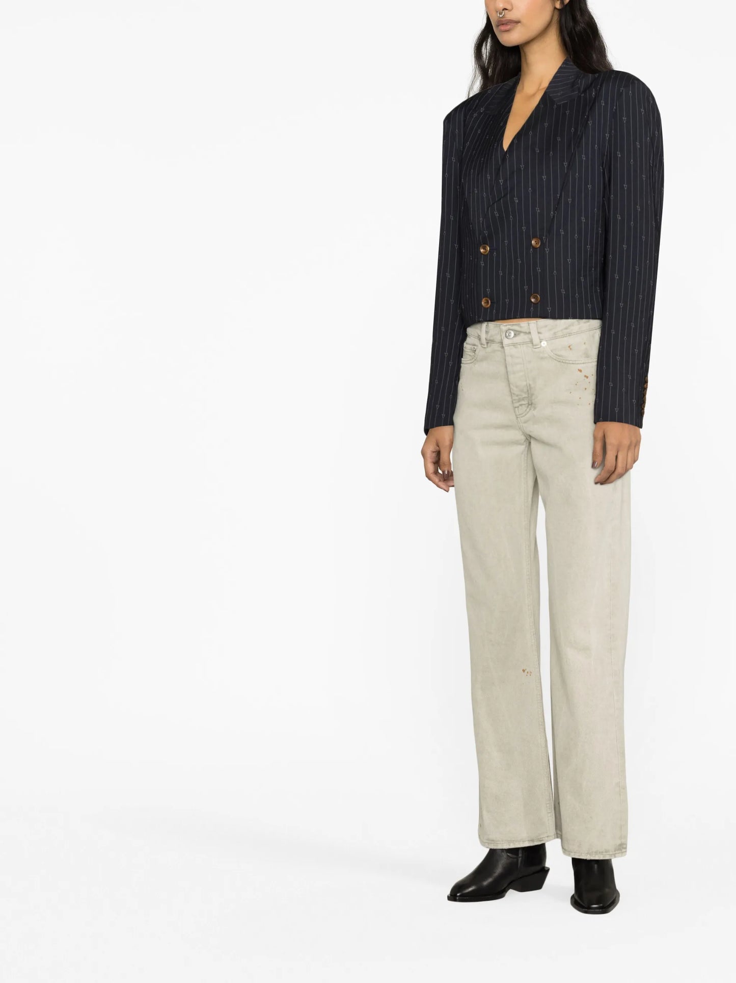 high-waisted straight-leg jeans