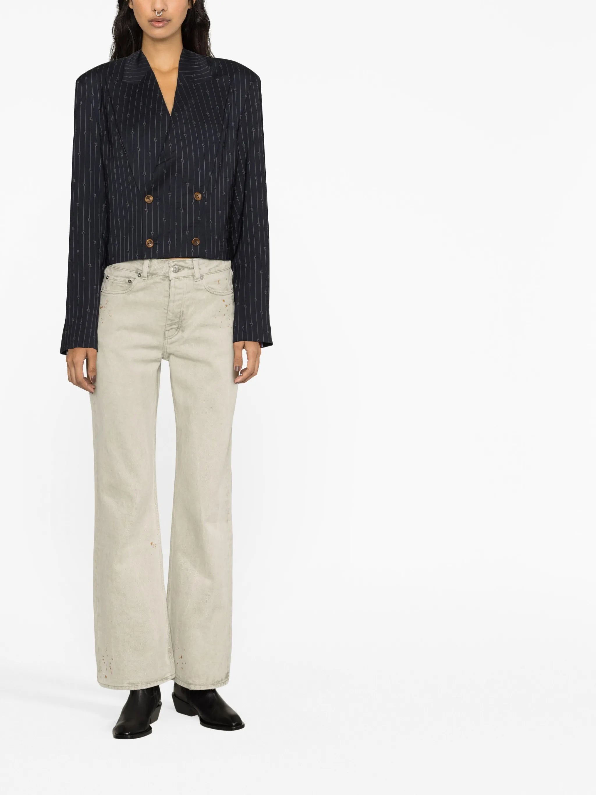 high-waisted straight-leg jeans