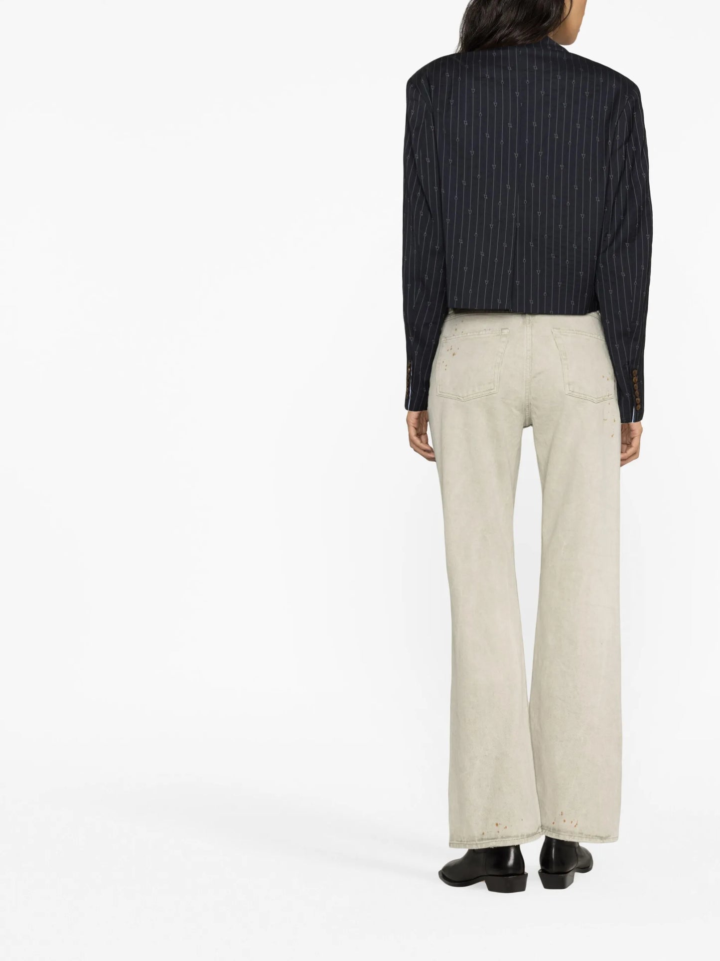 high-waisted straight-leg jeans