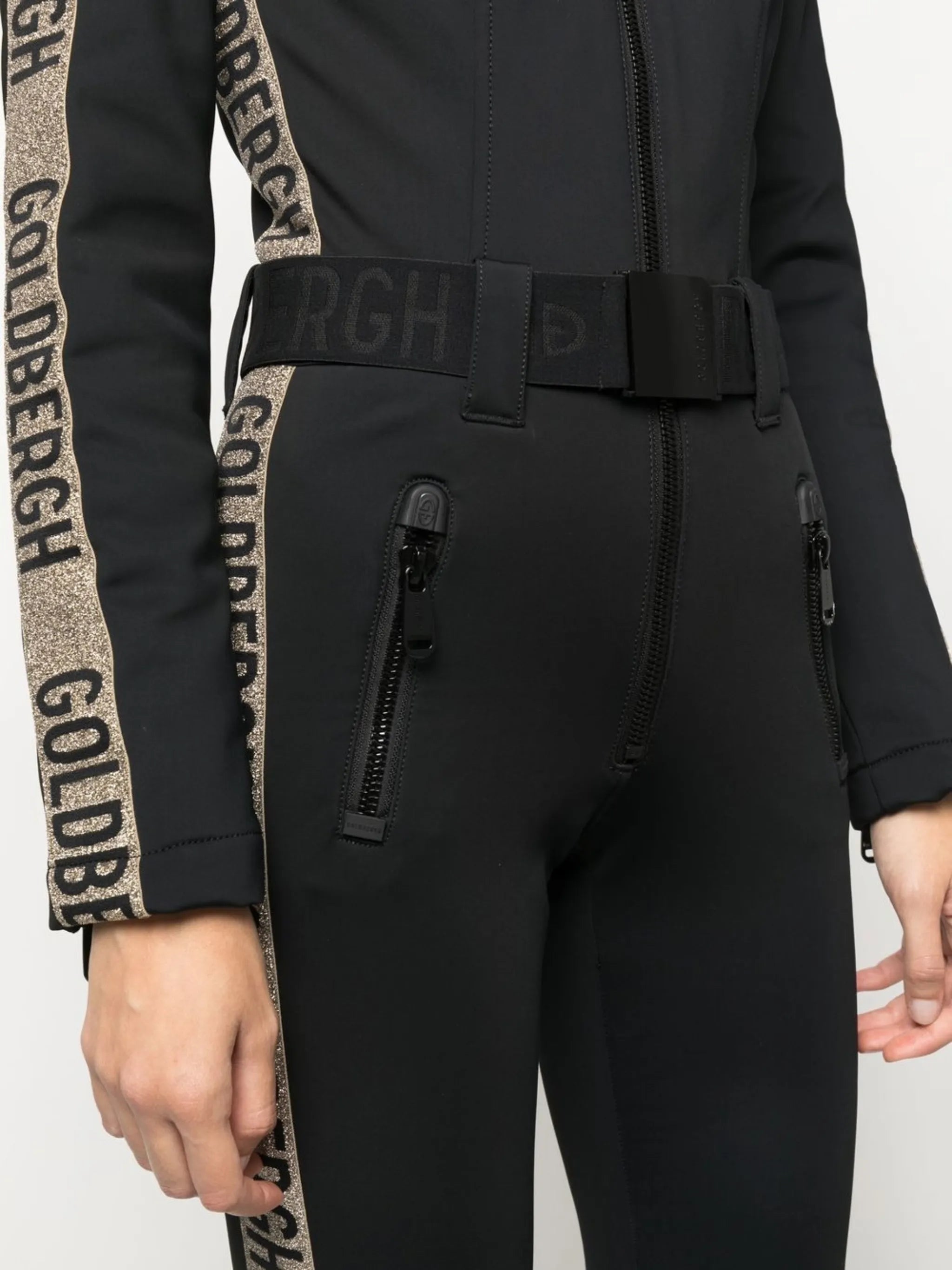 belted ski jumpsuit