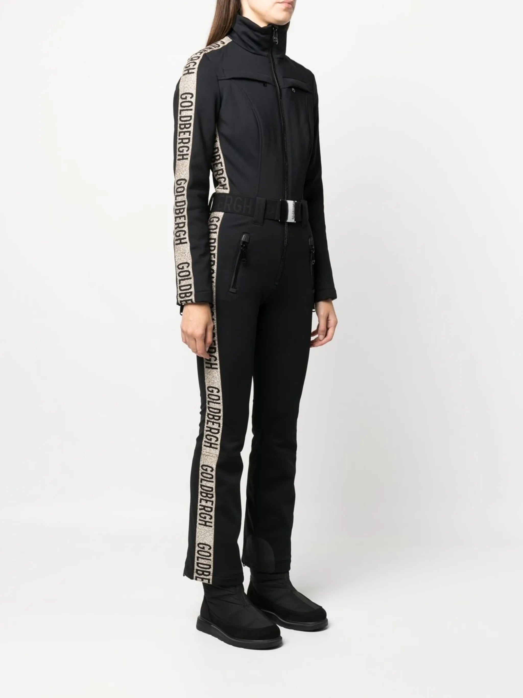belted ski jumpsuit
