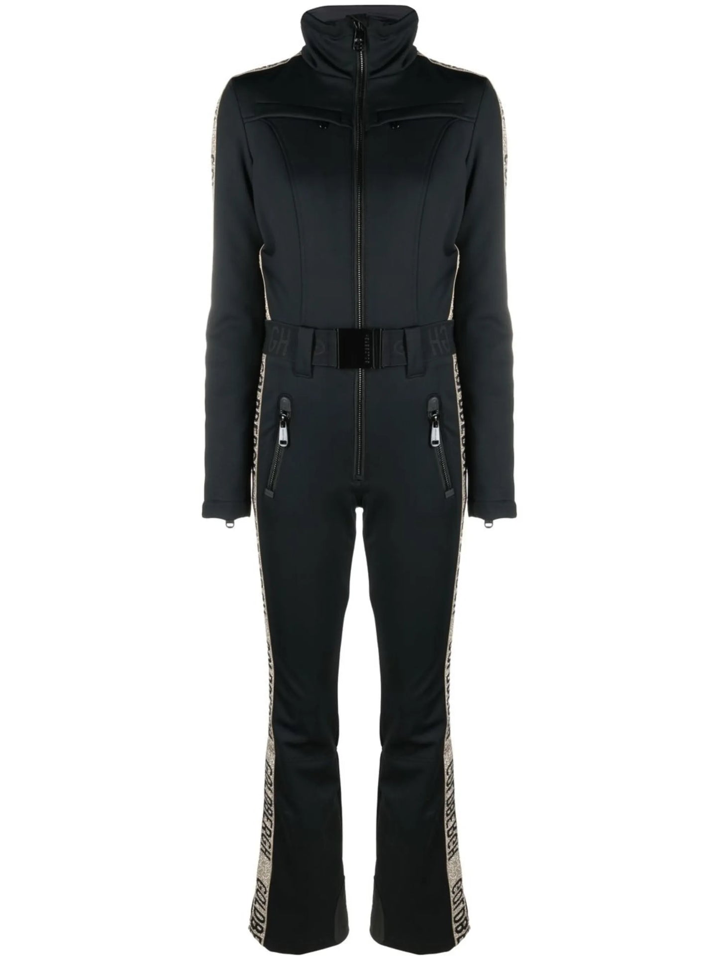 belted ski jumpsuit