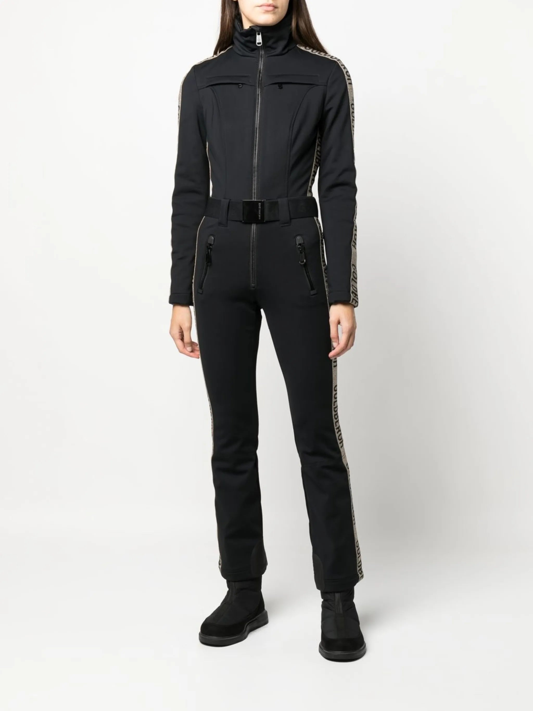 belted ski jumpsuit