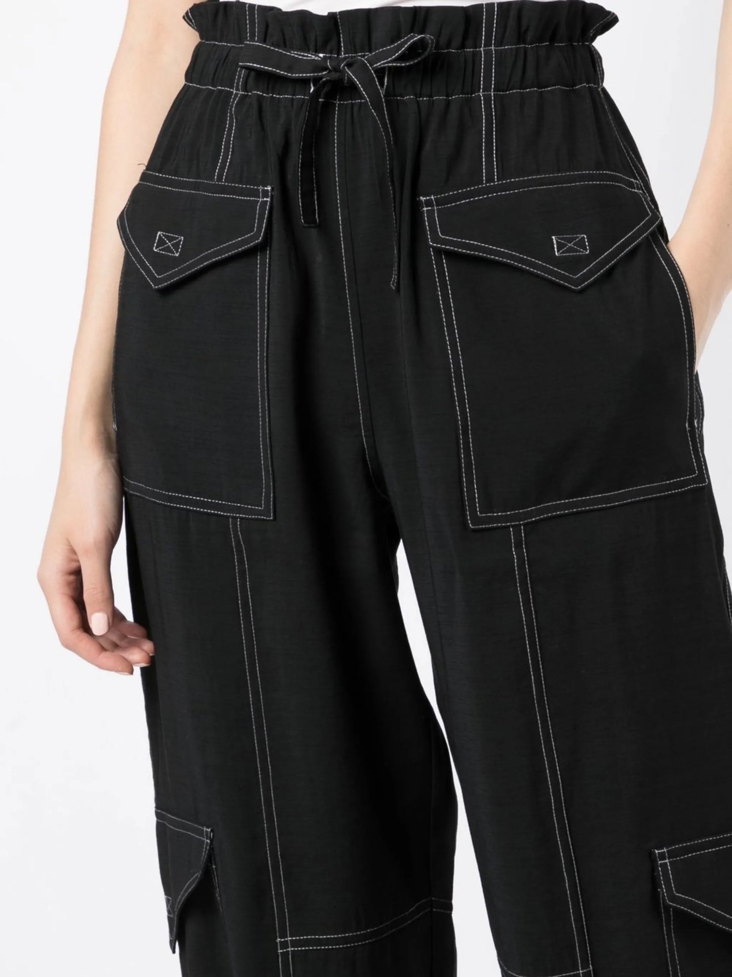 Slub tapered cargo pants