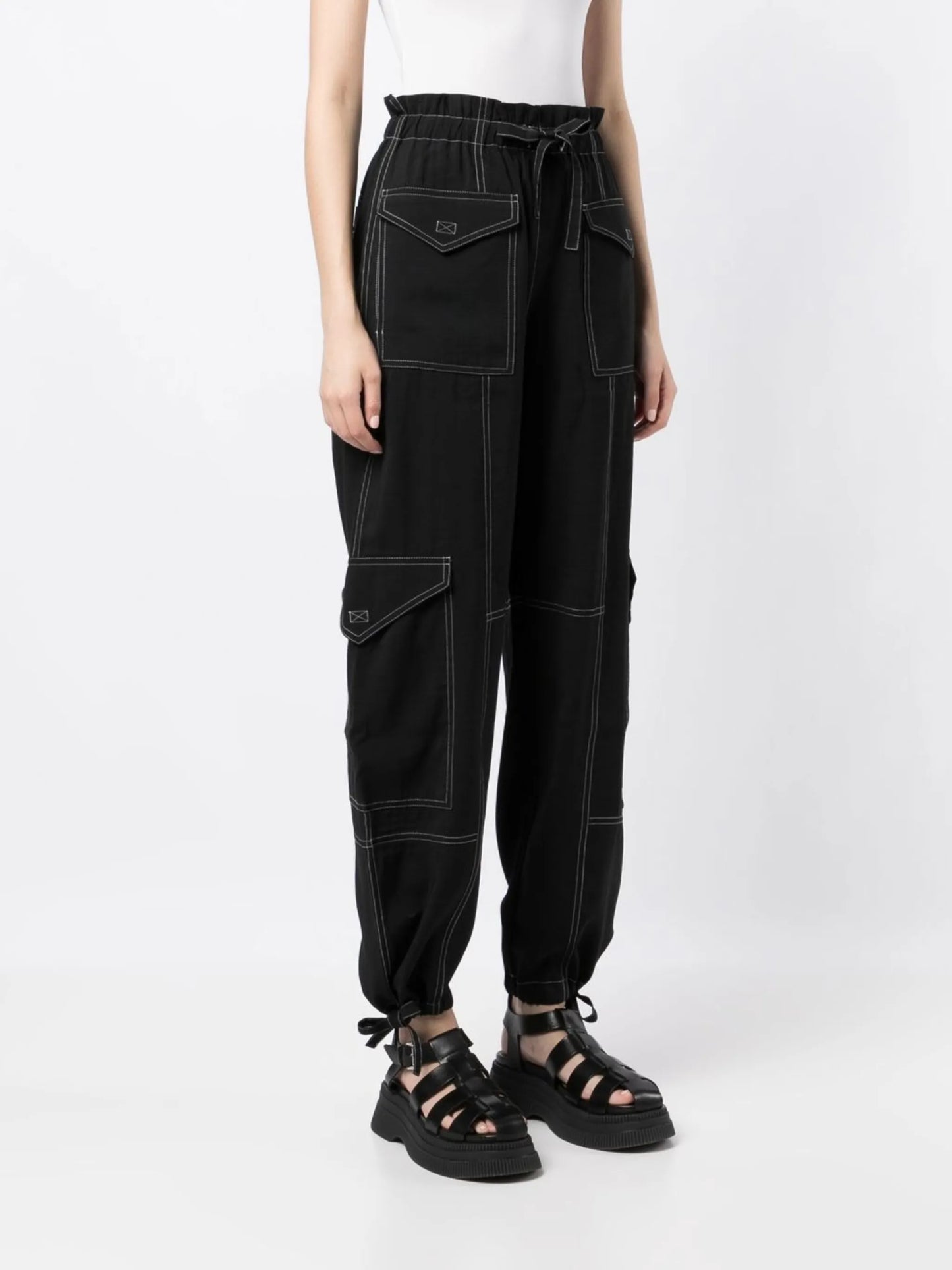 Slub tapered cargo pants