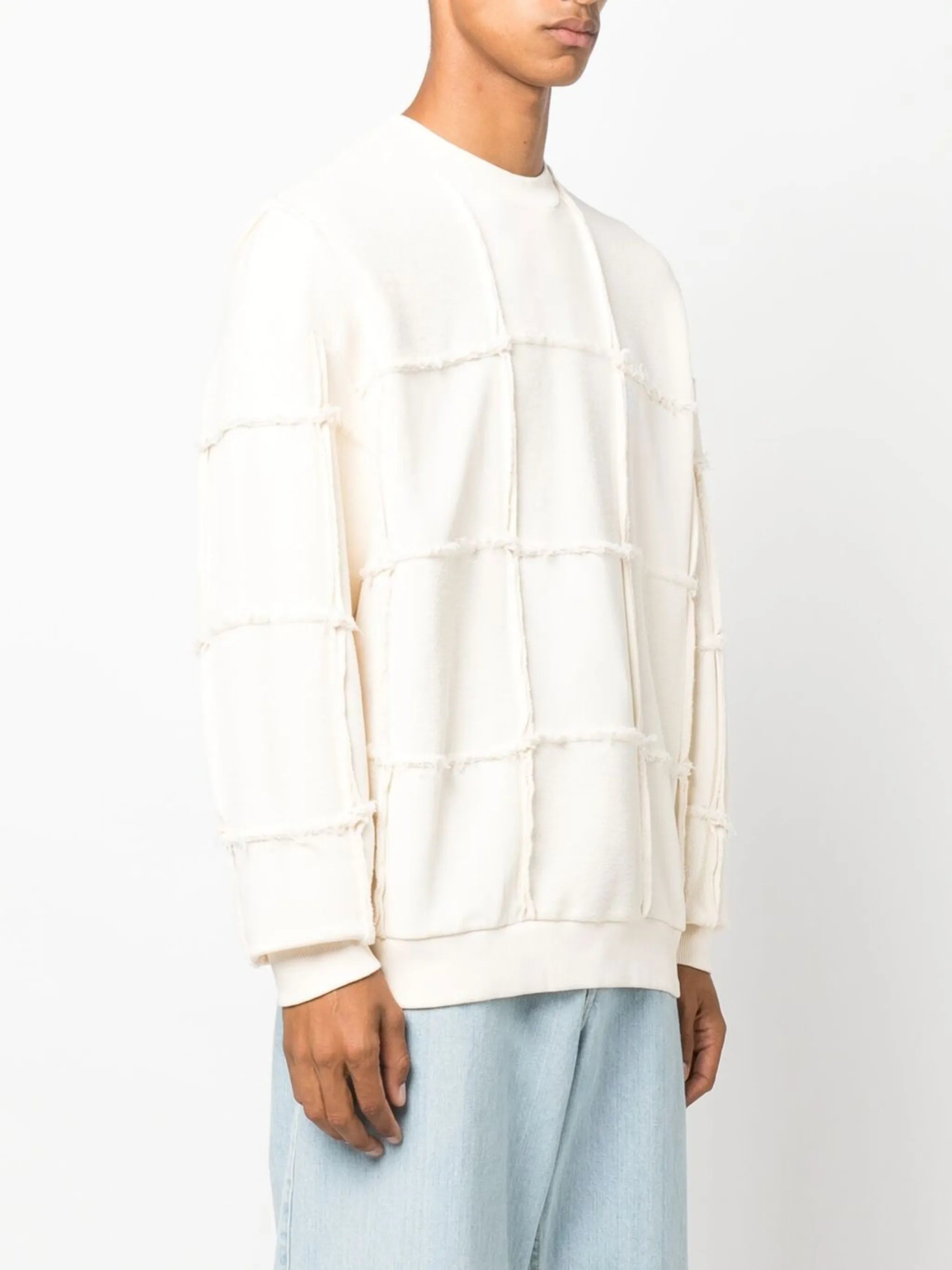 seam-detailing crew neck jumper
