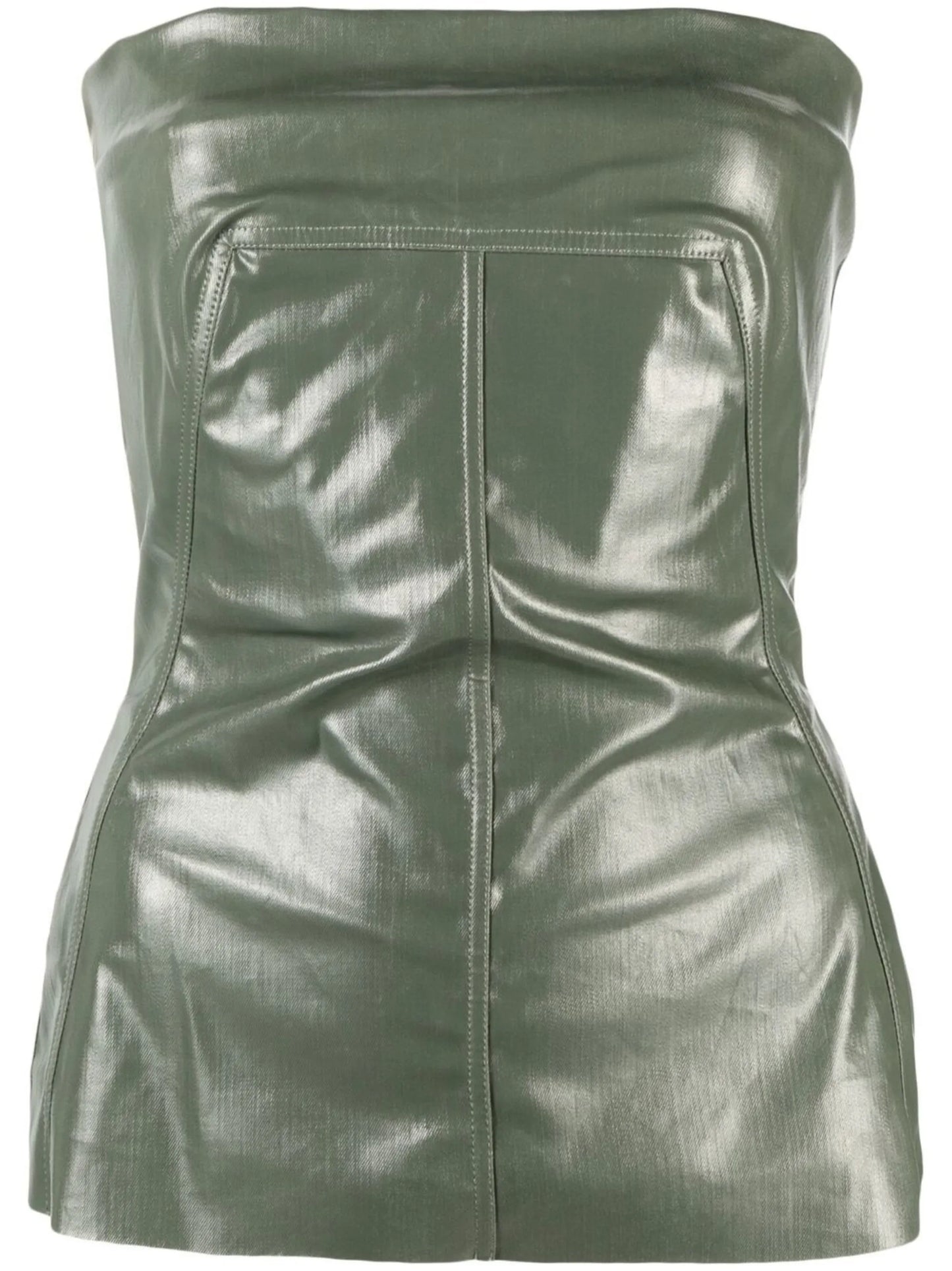 faux-leather strapless top