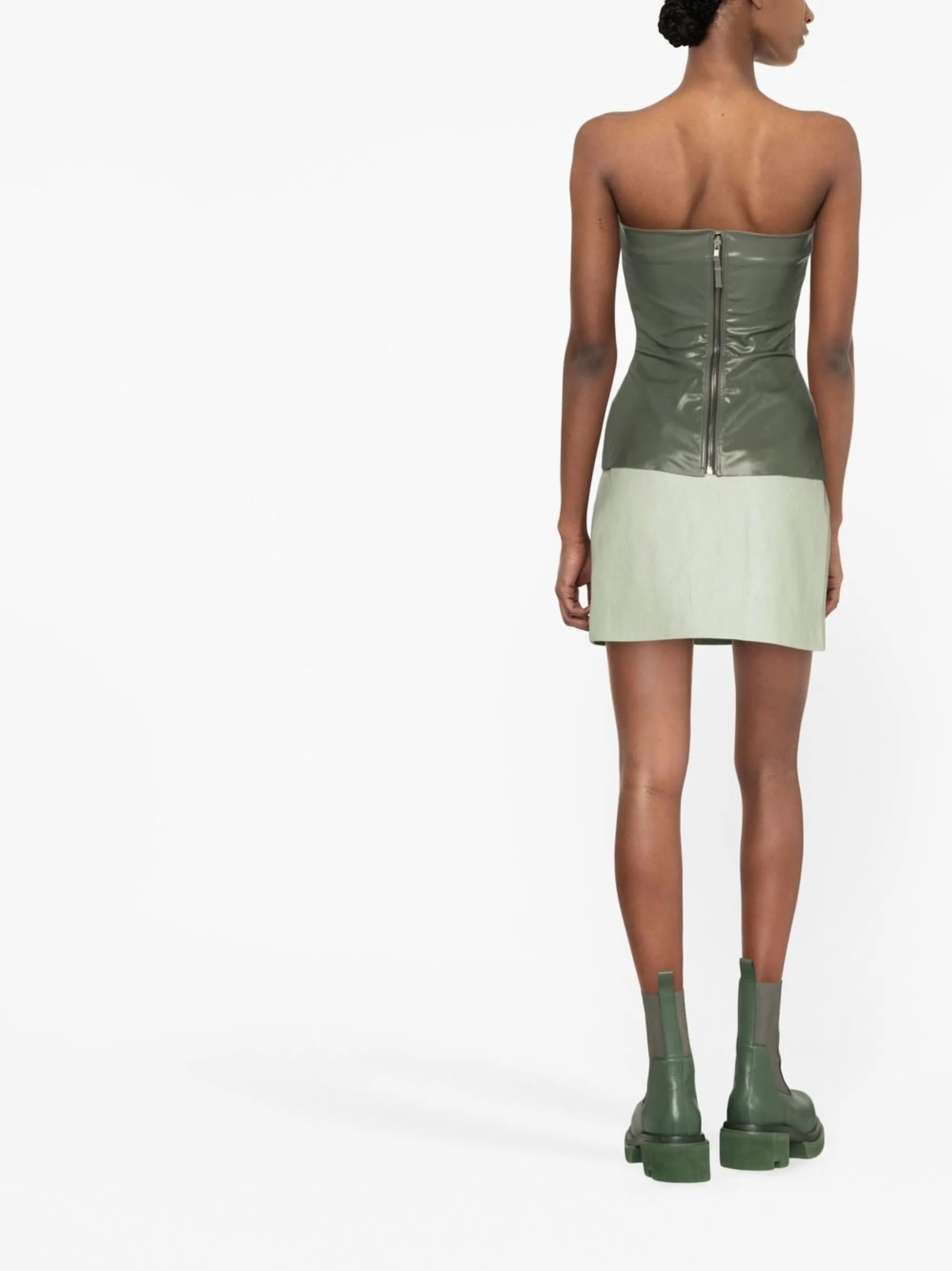 faux-leather strapless top