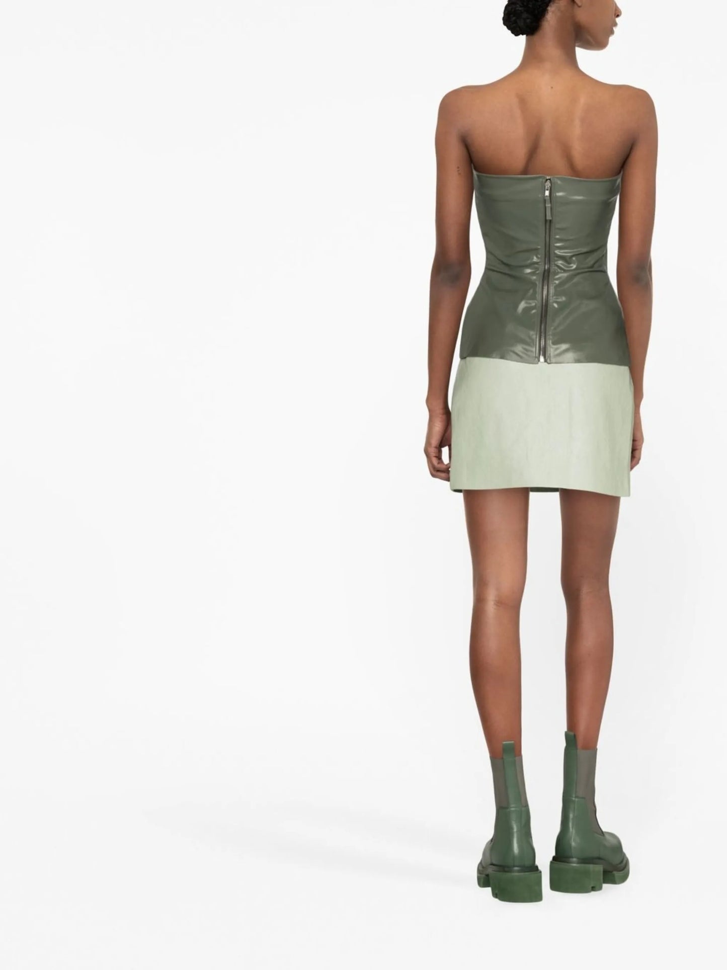 faux-leather strapless top