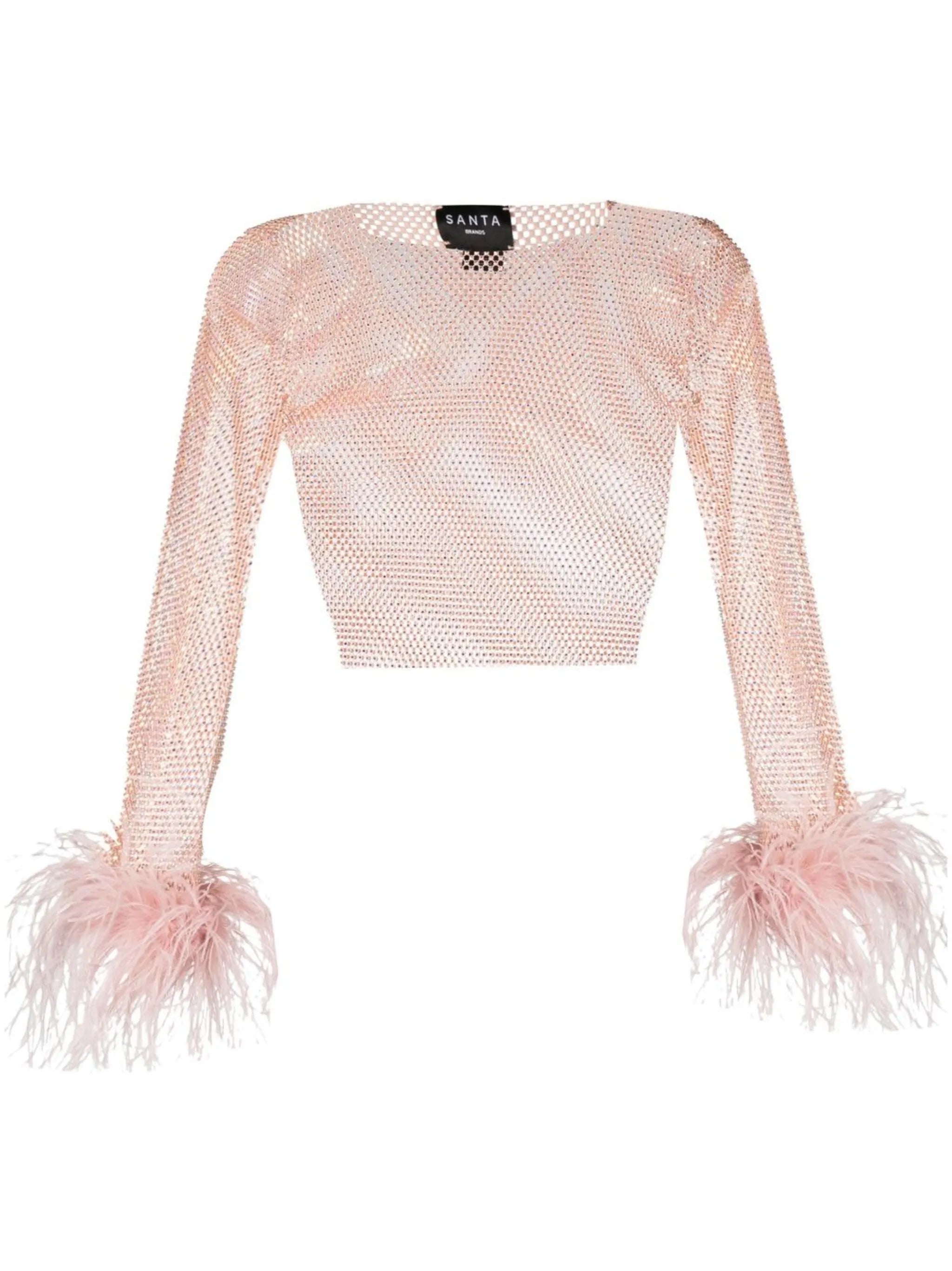 Feathers rhinestone-embellished crop top