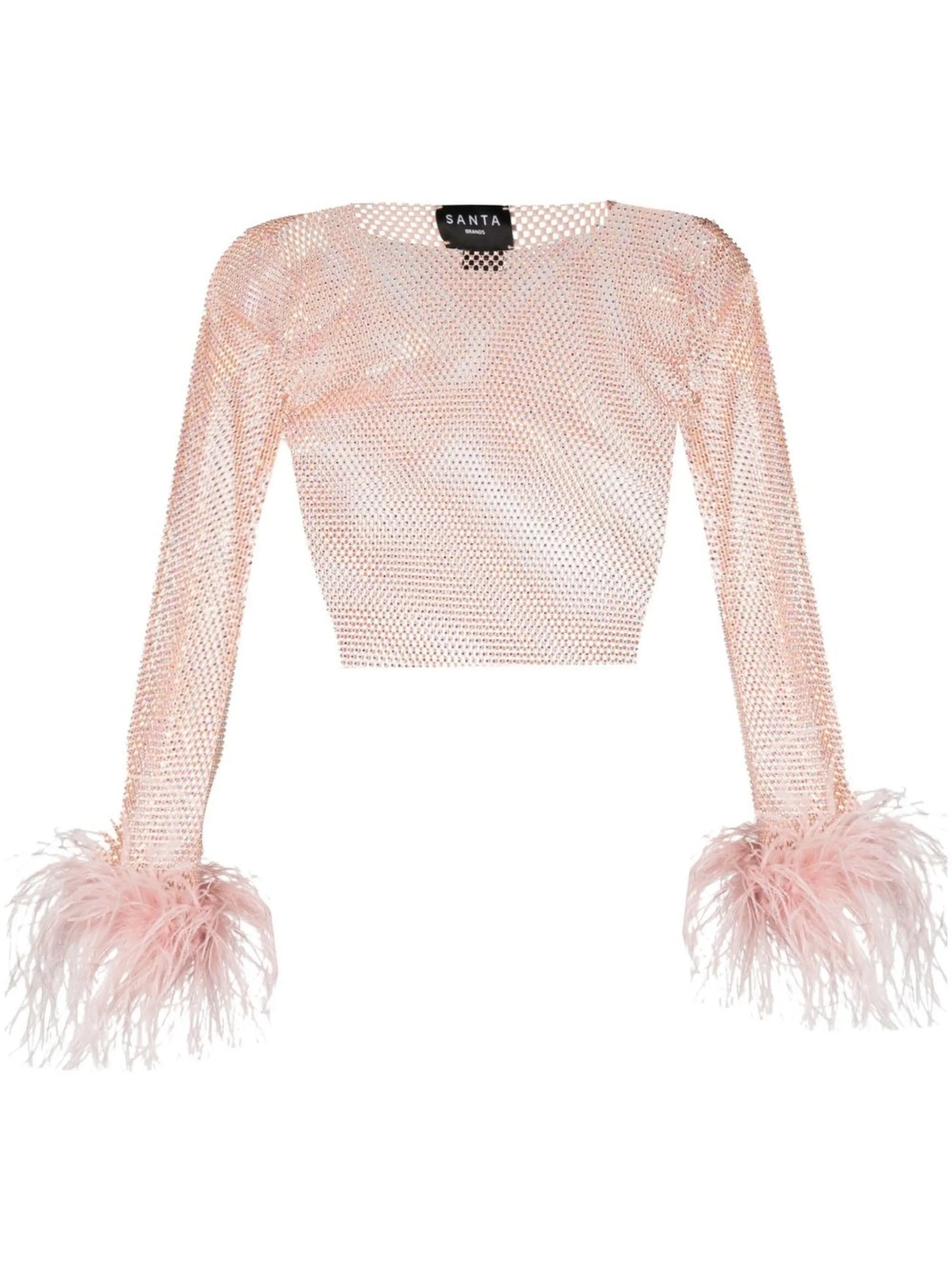 Feathers rhinestone-embellished crop top