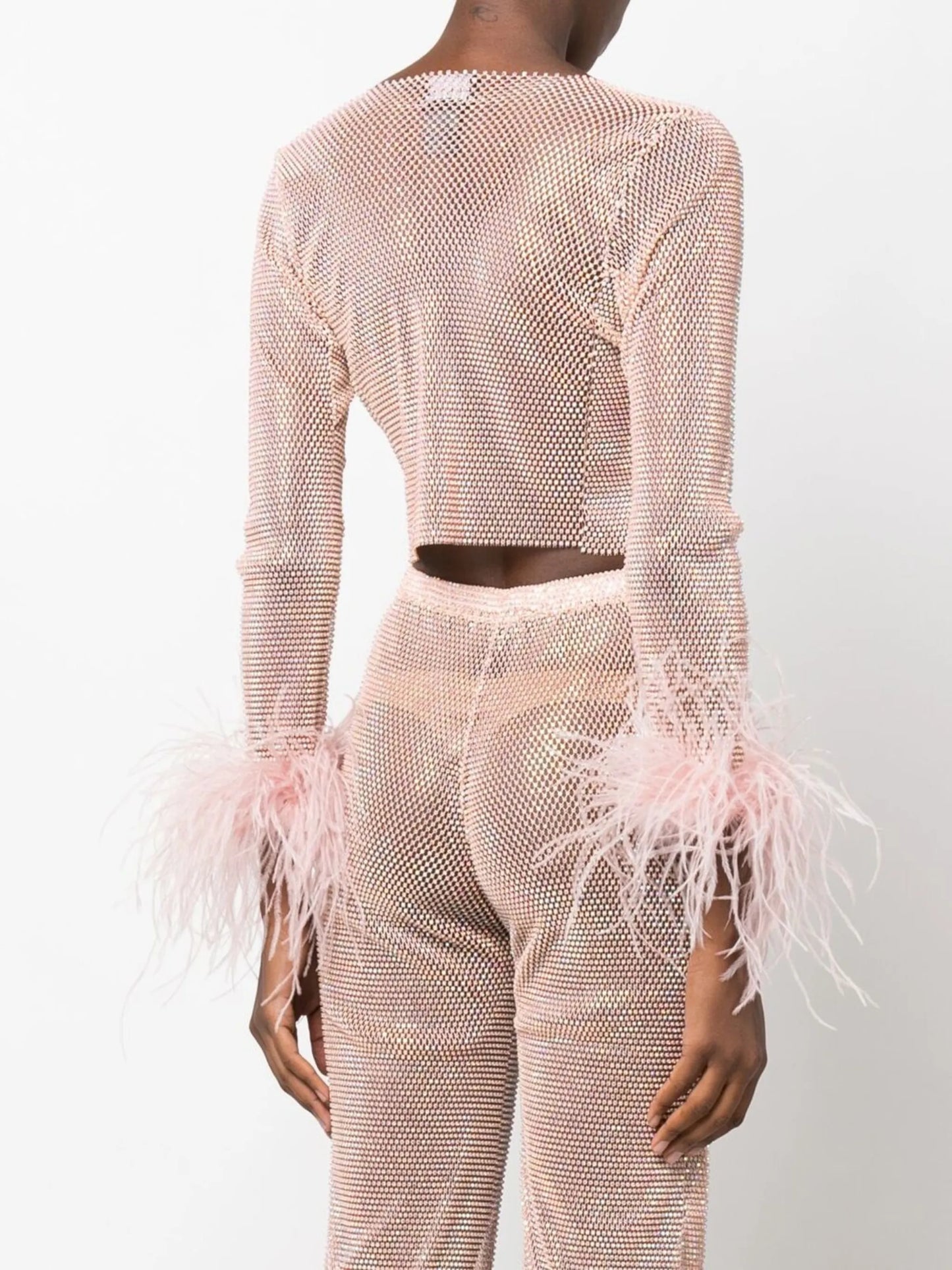Feathers rhinestone-embellished crop top