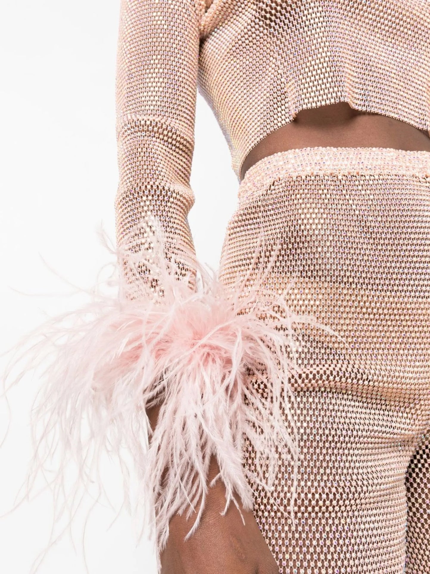 Feathers rhinestone-embellished crop top