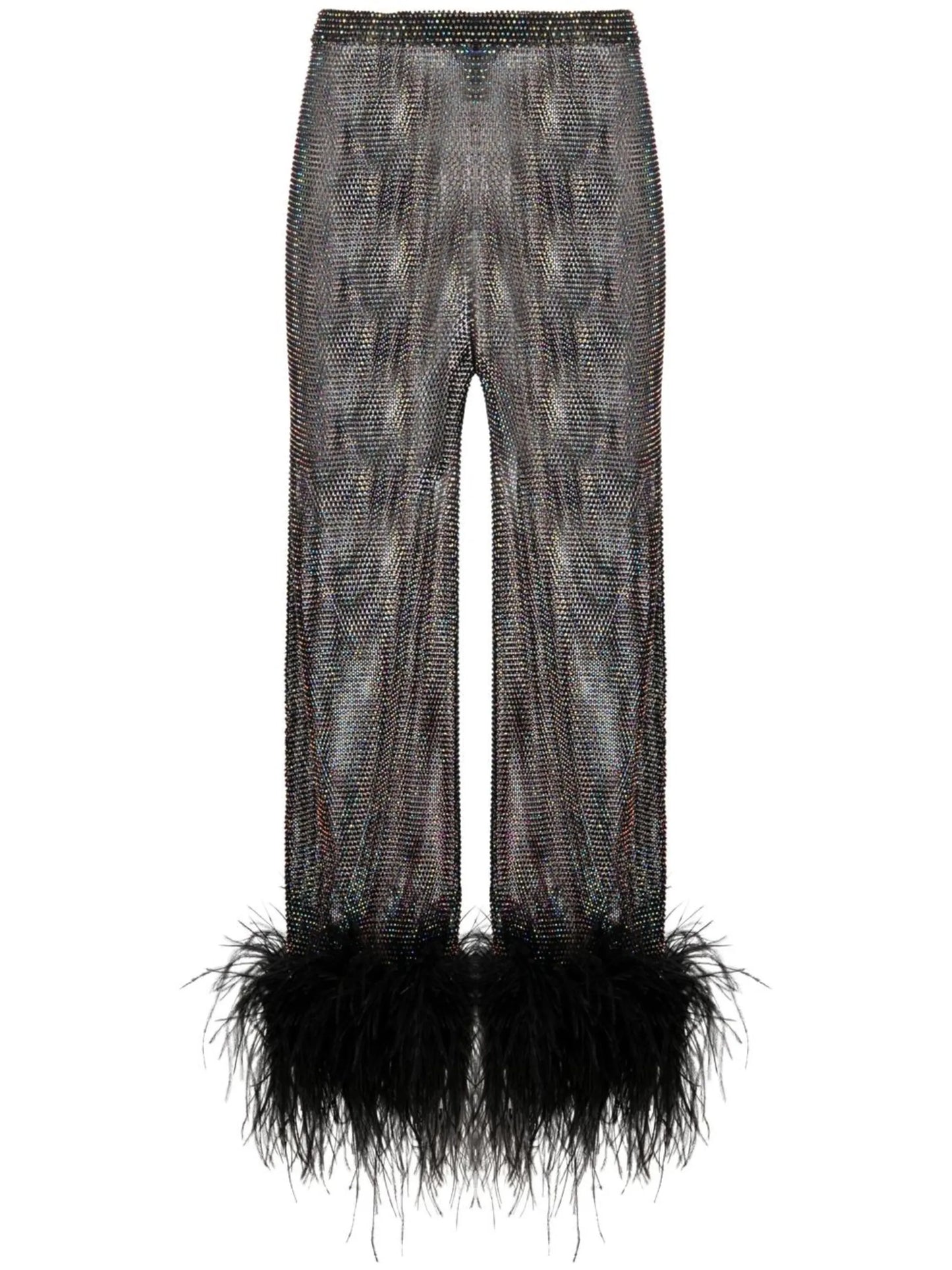 Feathers rhinestone-embellished cropped trousers