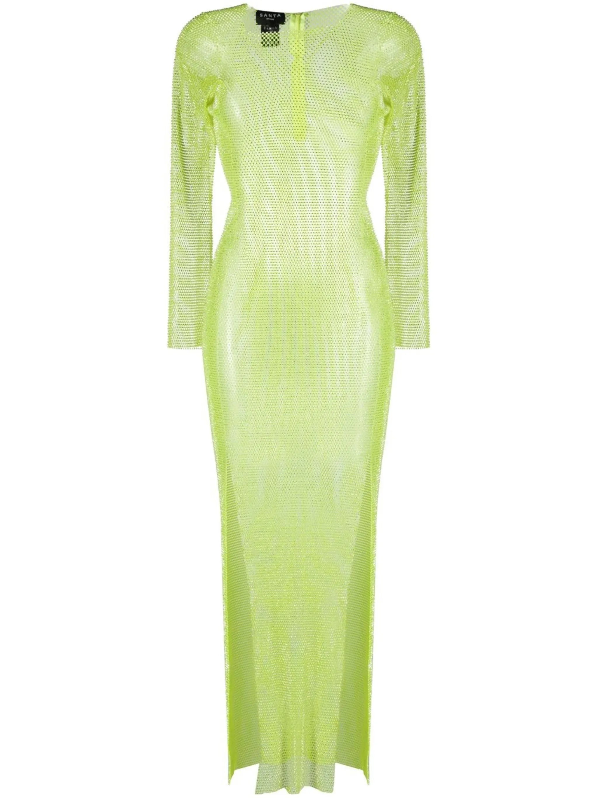 Diamonds rhinestone-embellished mesh maxi dress