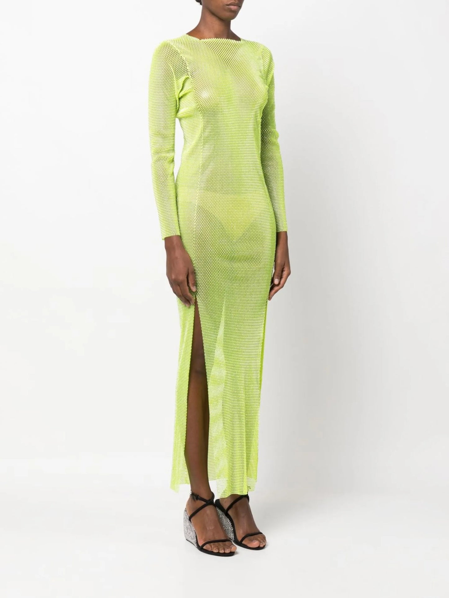 Diamonds rhinestone-embellished mesh maxi dress