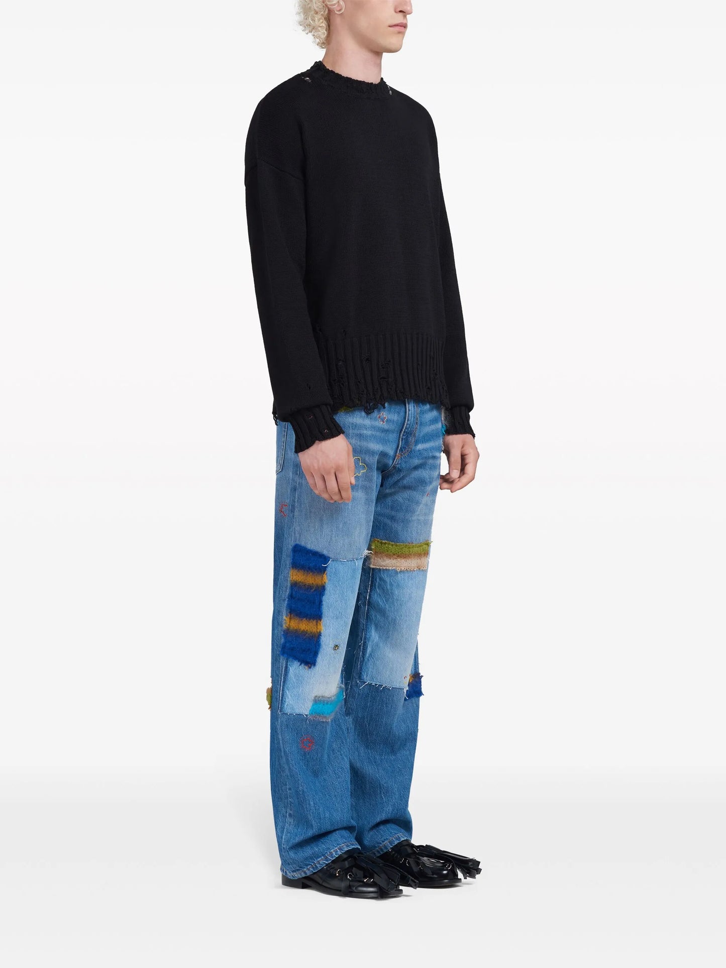 Twisted crew-neck jumper