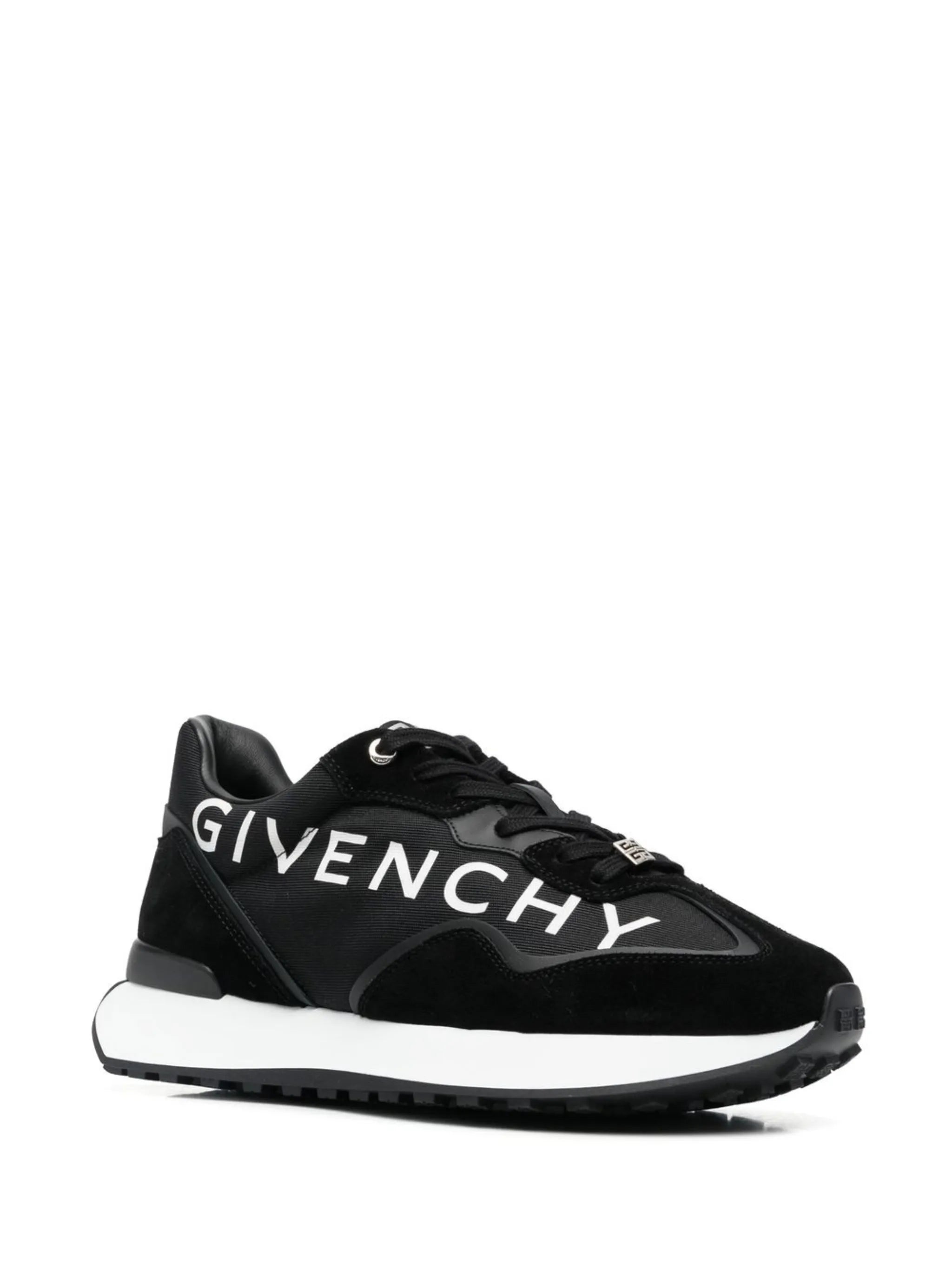 logo-print panelled lace-up sneakers