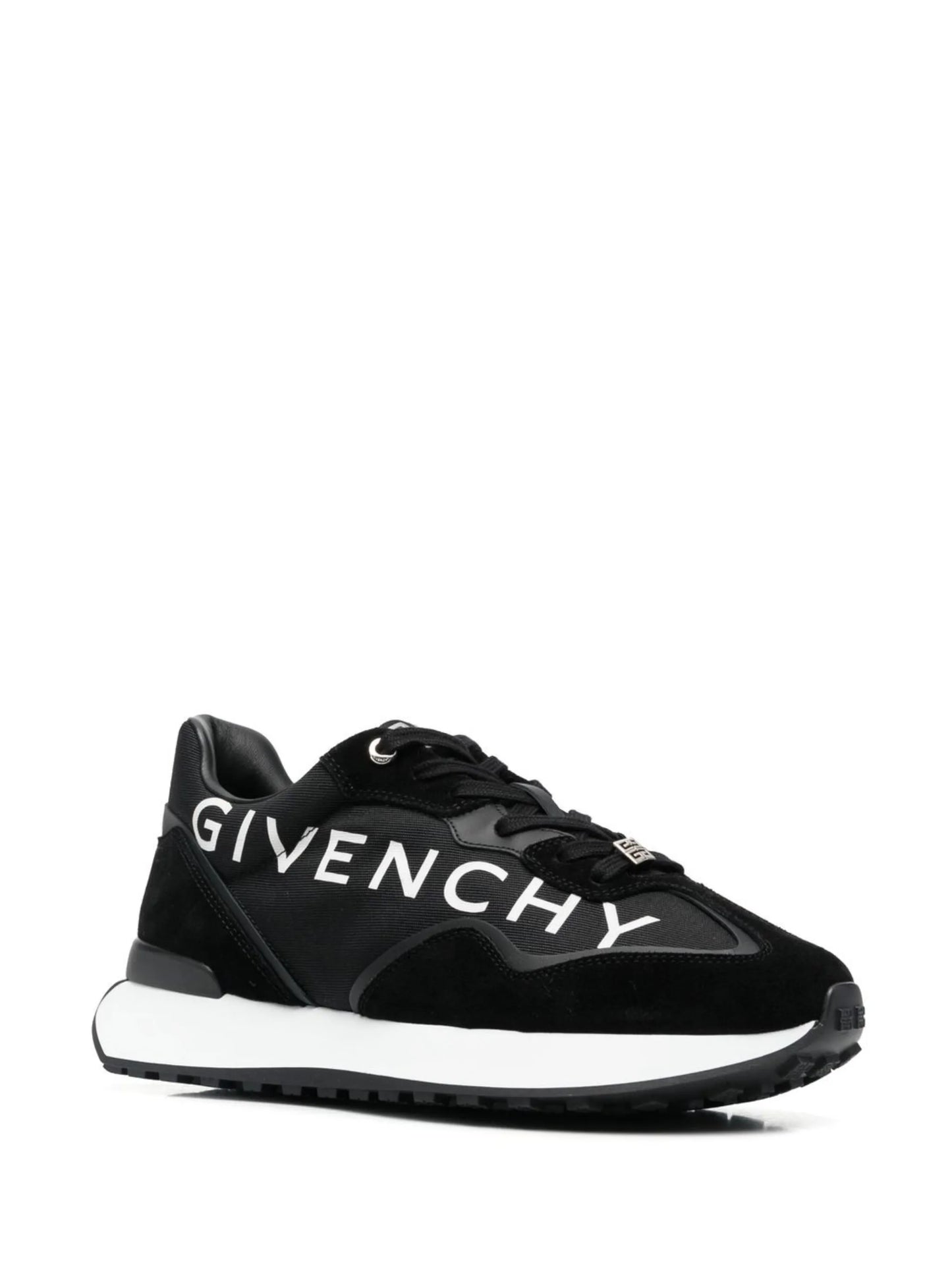 logo-print panelled lace-up sneakers