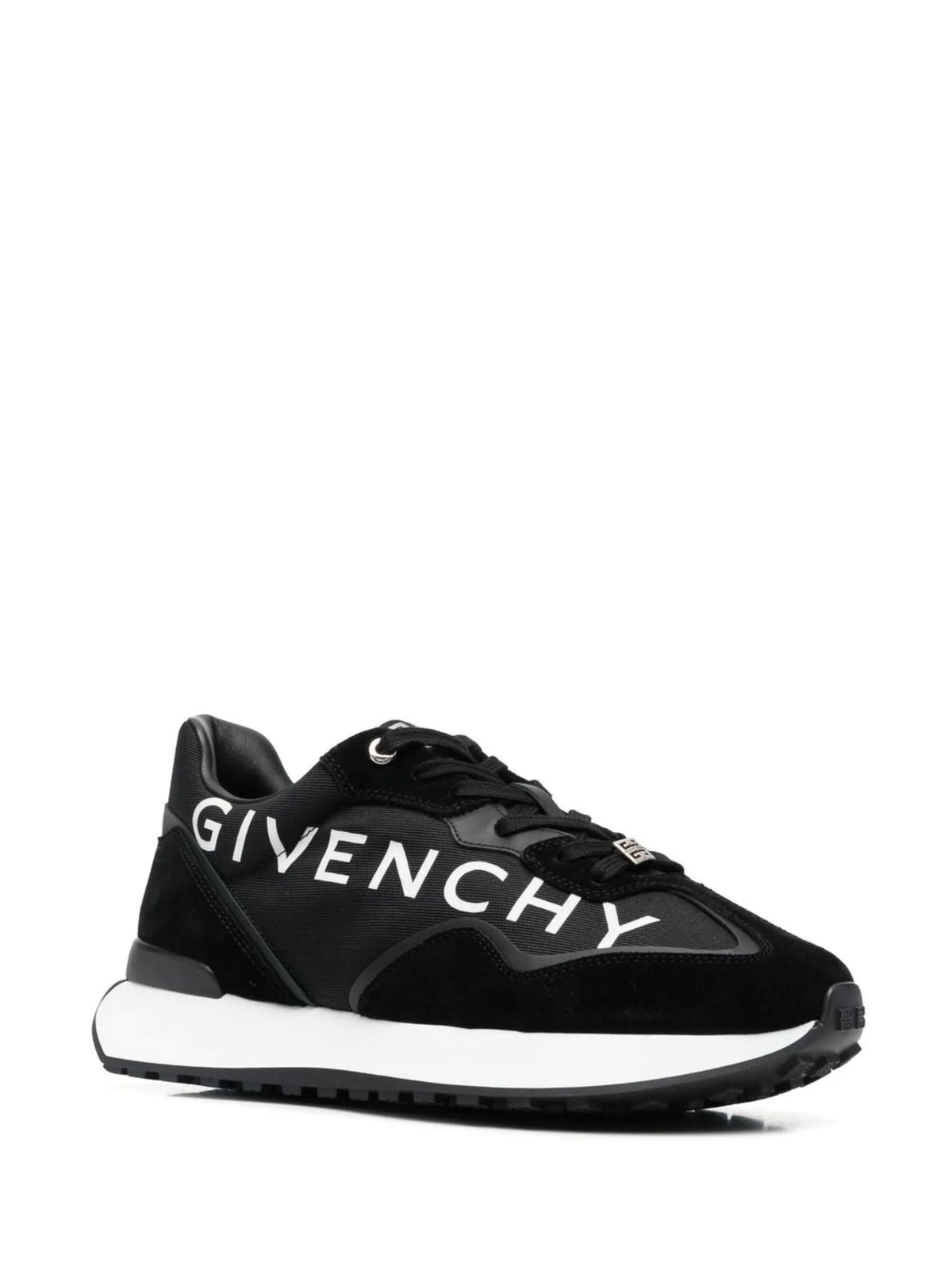 logo-print panelled lace-up sneakers
