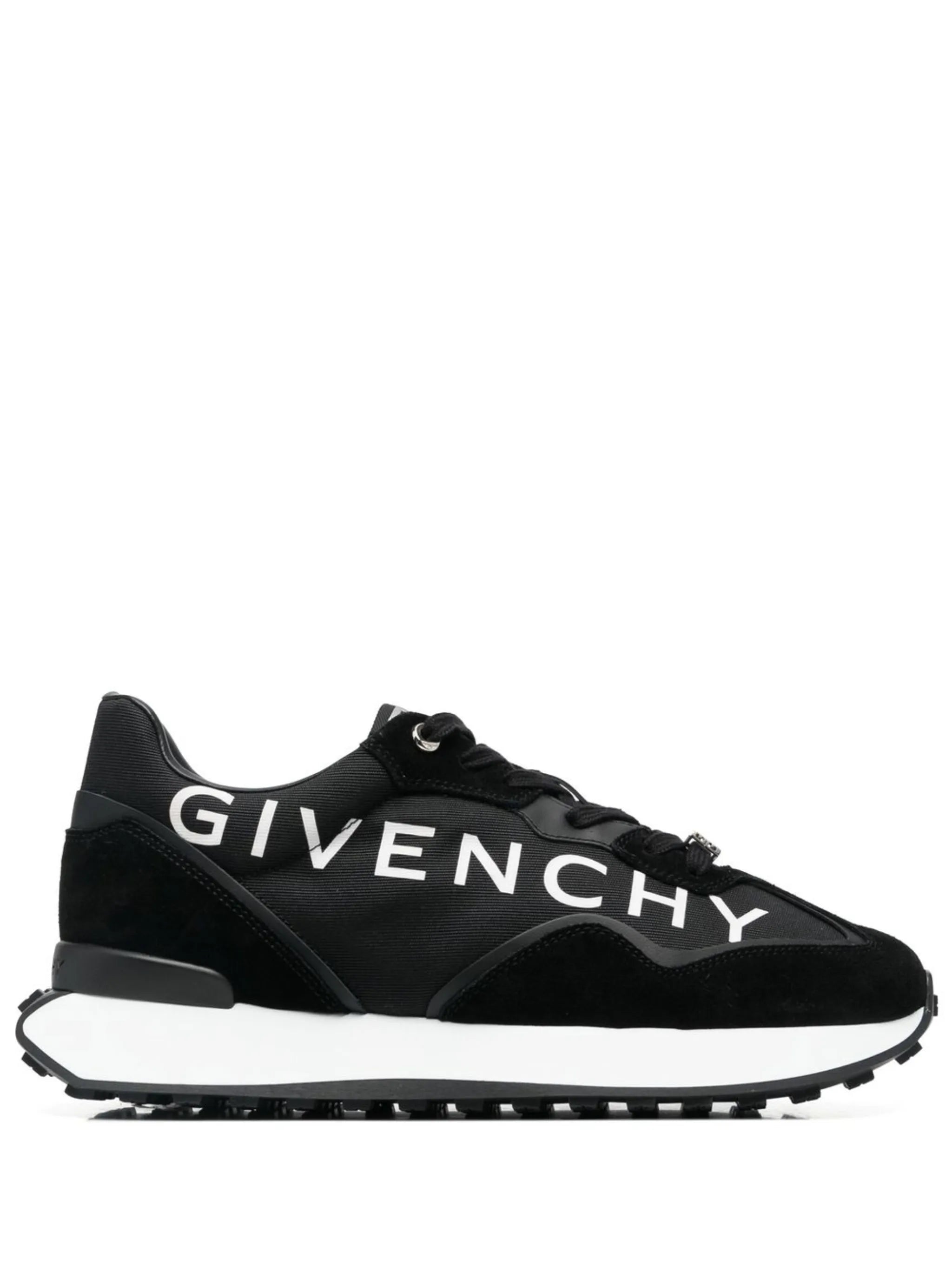 logo-print panelled lace-up sneakers