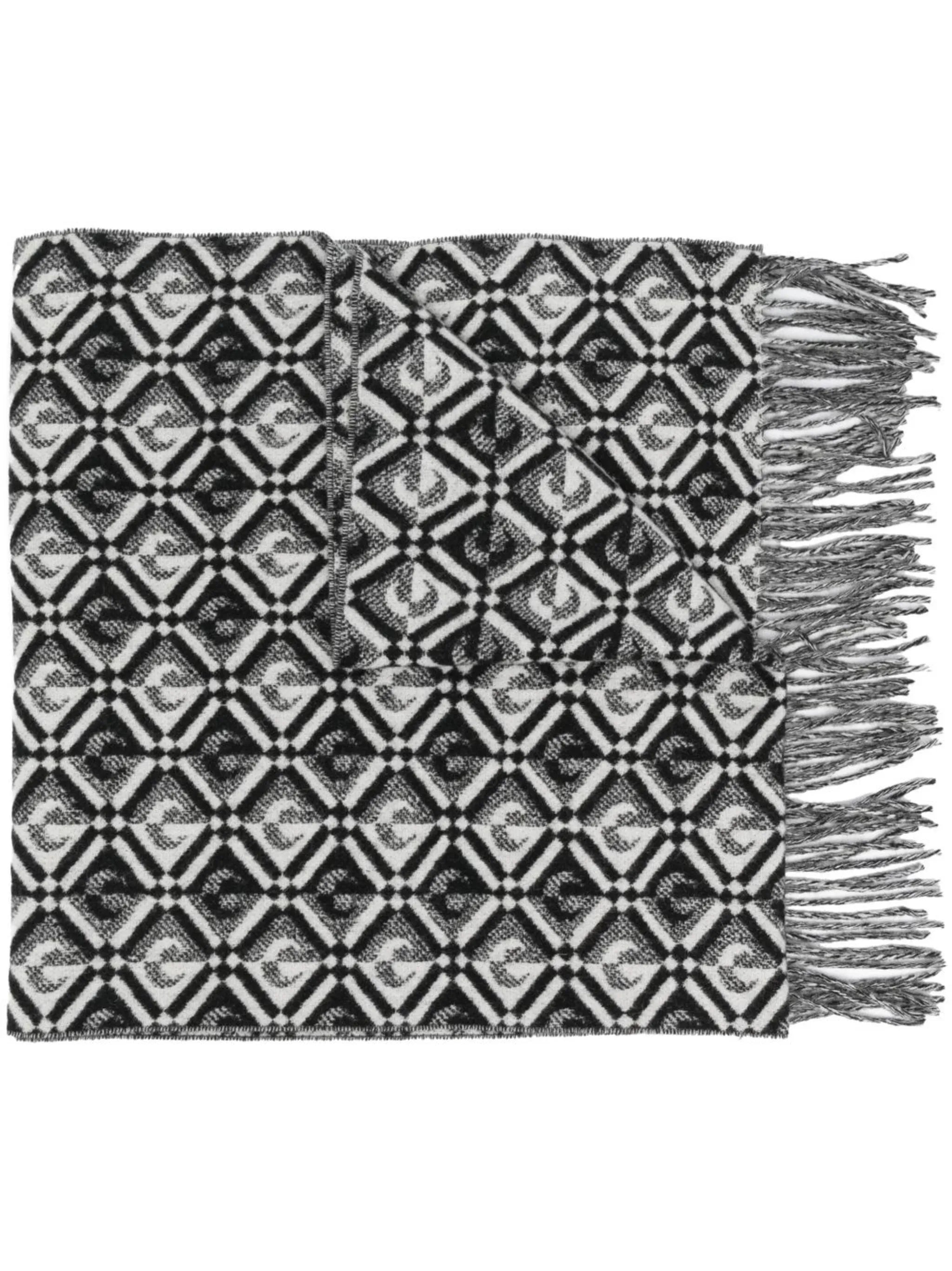 monogram fringed scarf