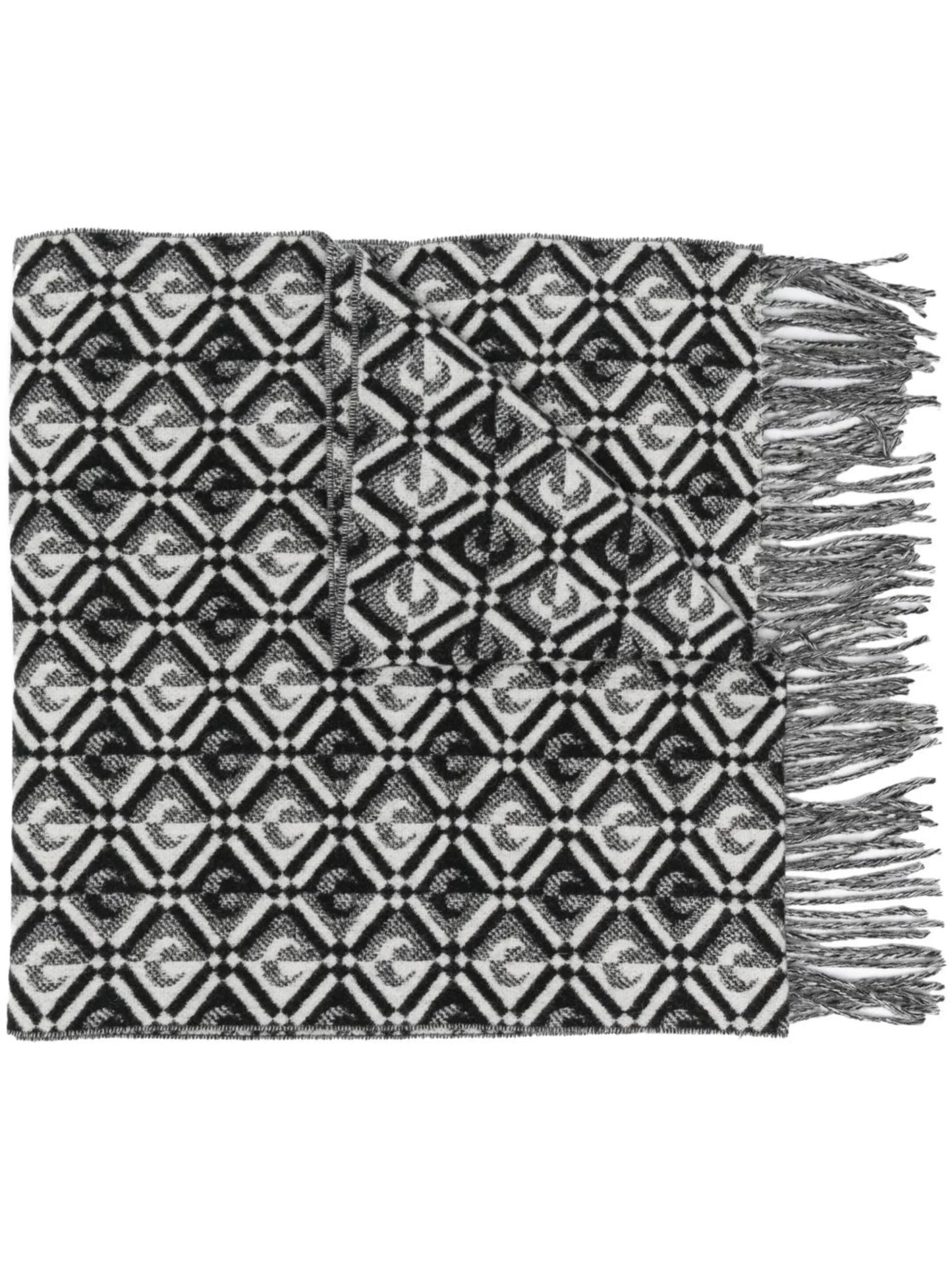 monogram fringed scarf