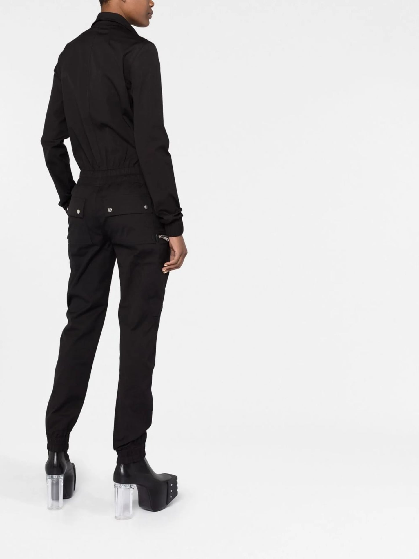zip-up stretch-cotton jumpsuit