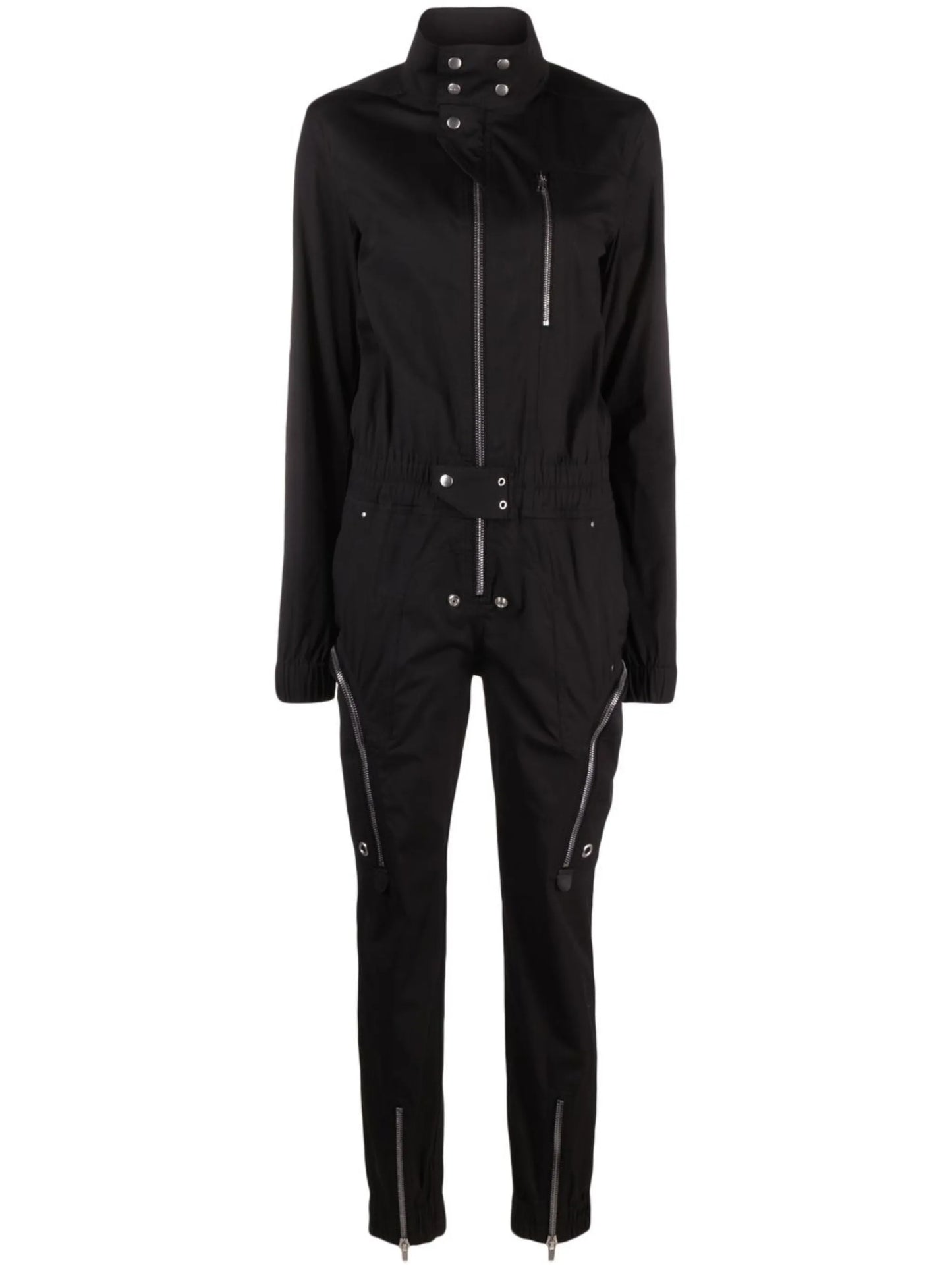 zip-up stretch-cotton jumpsuit