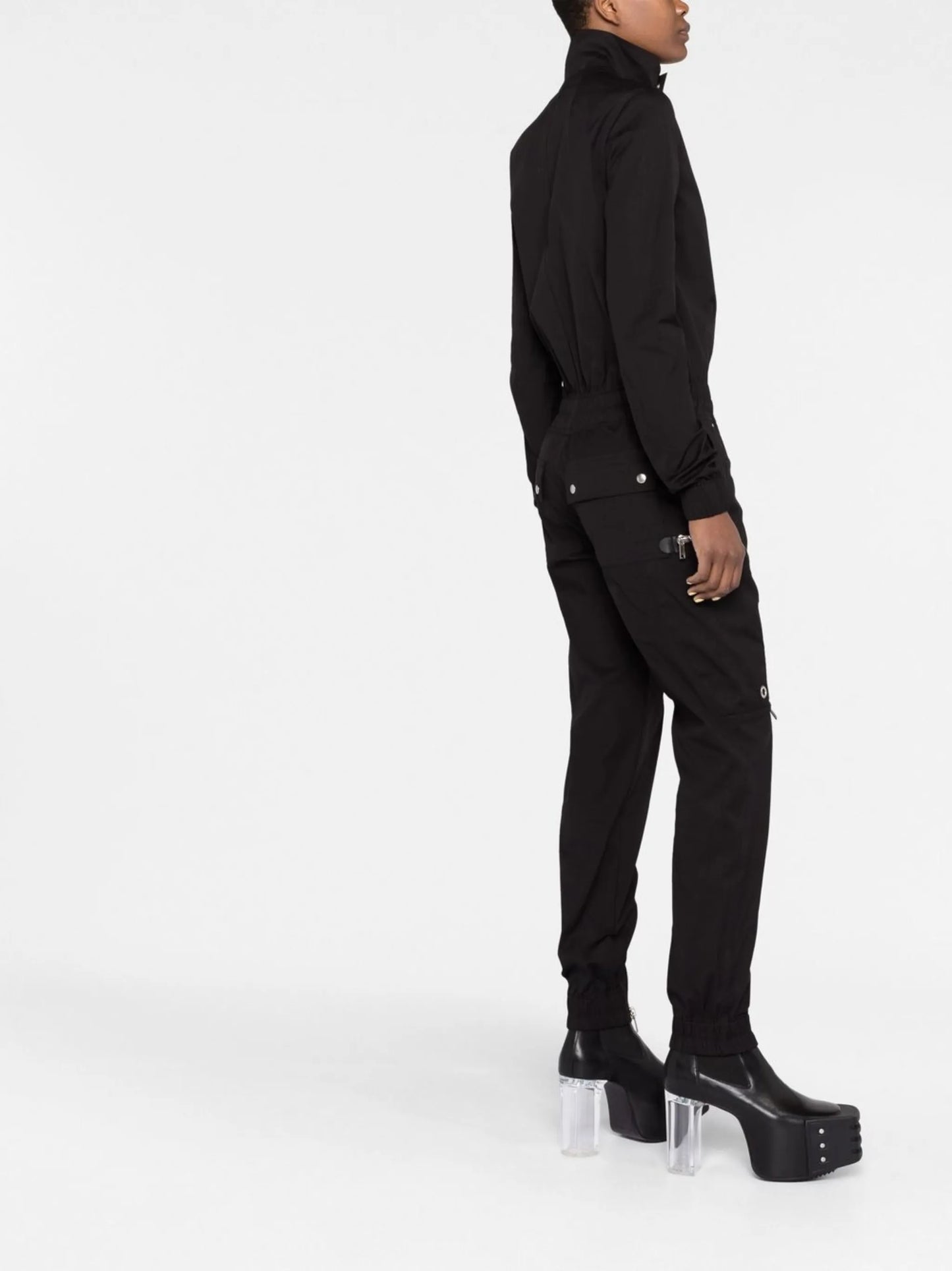 zip-up stretch-cotton jumpsuit