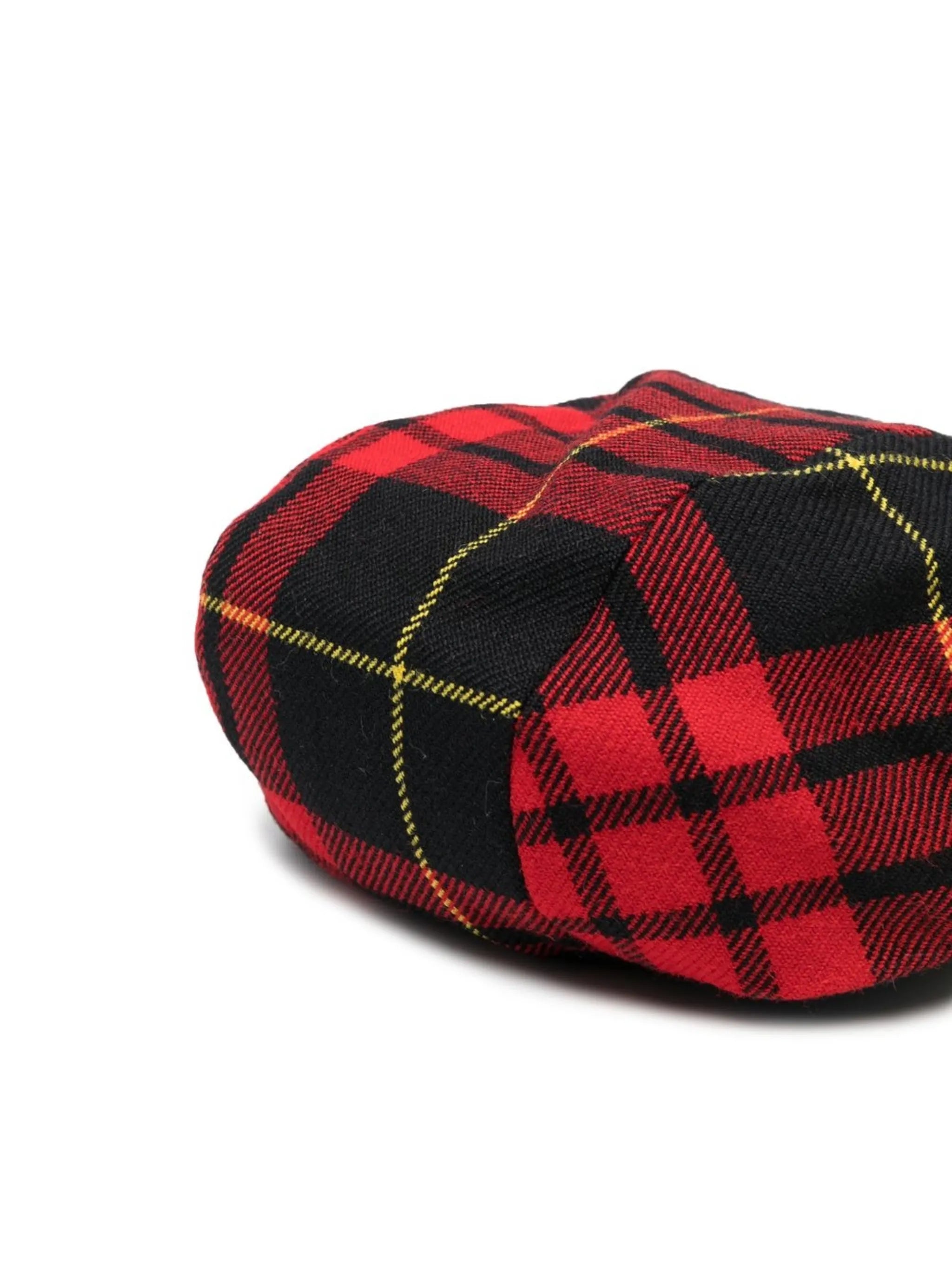 Regenerated tartan logo-patch beret