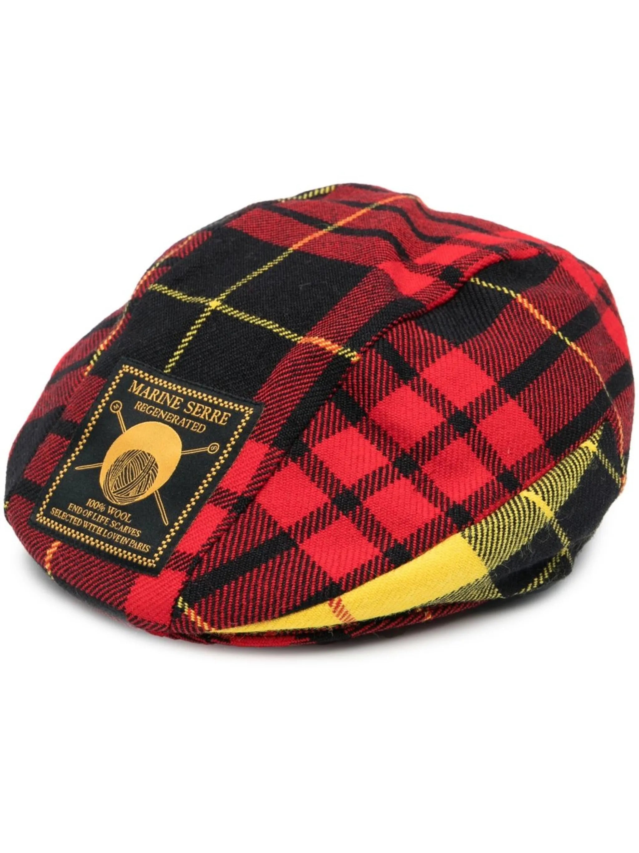 Regenerated tartan logo-patch beret
