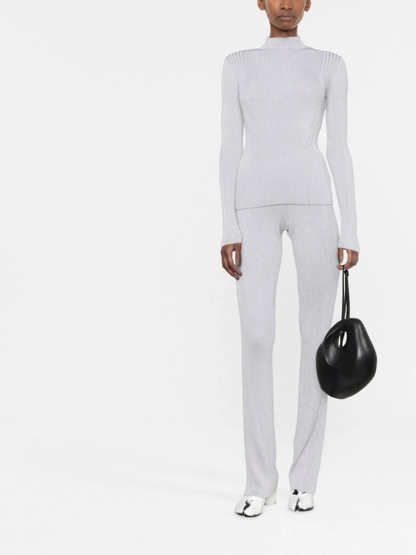 ribbed metallic jumper