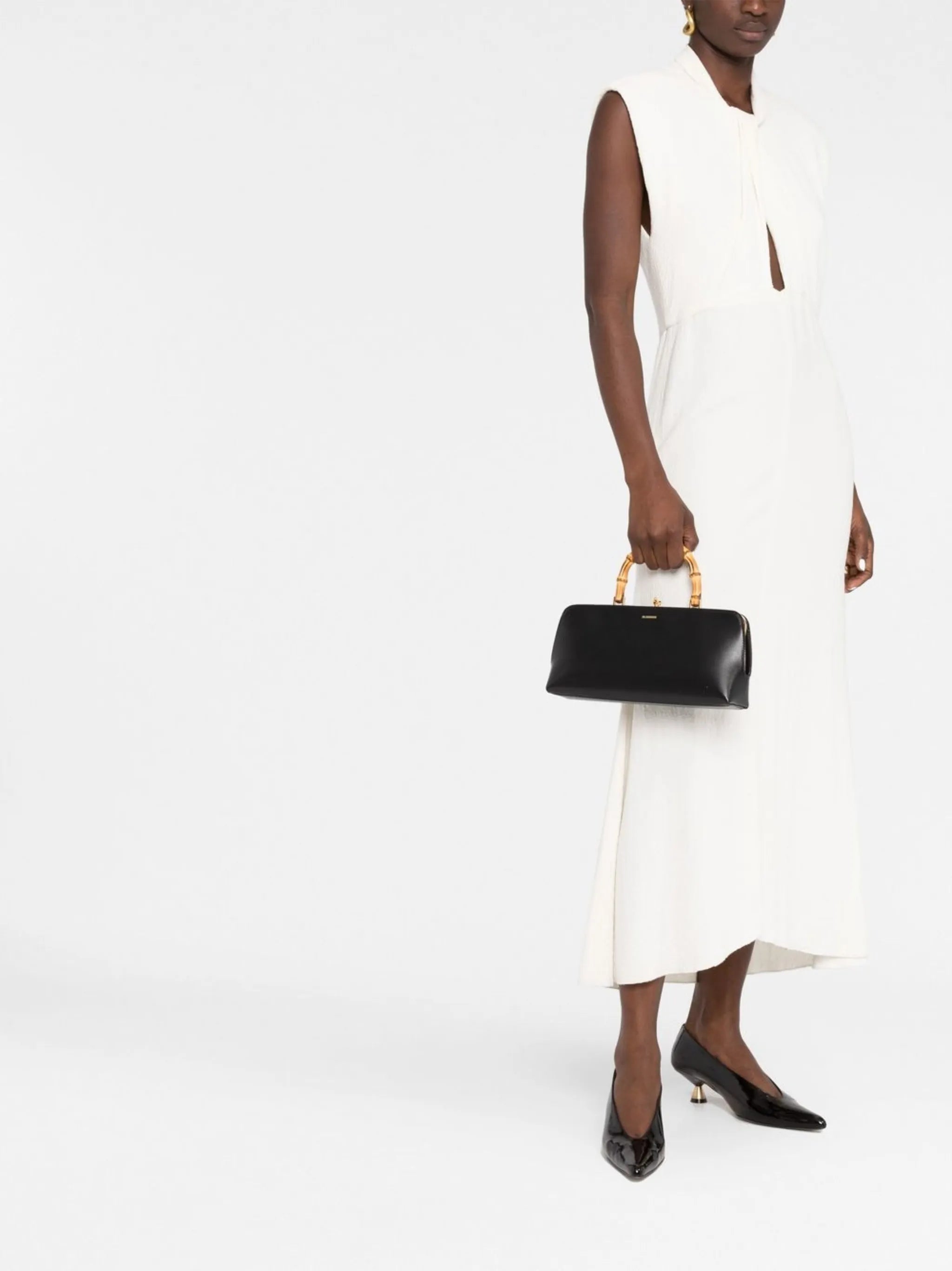 Goji bamboo-handle leather bag