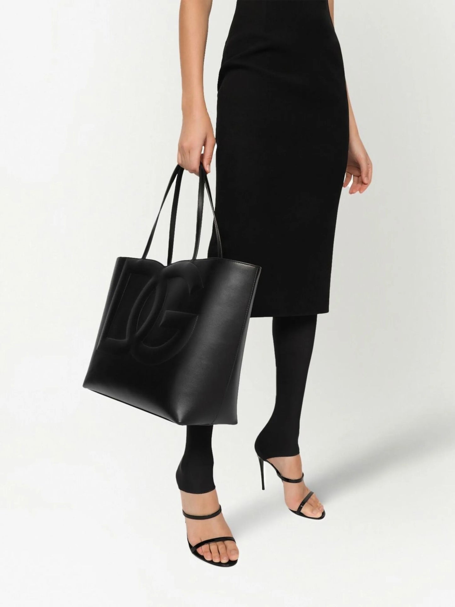 medium DG logo leather tote bag