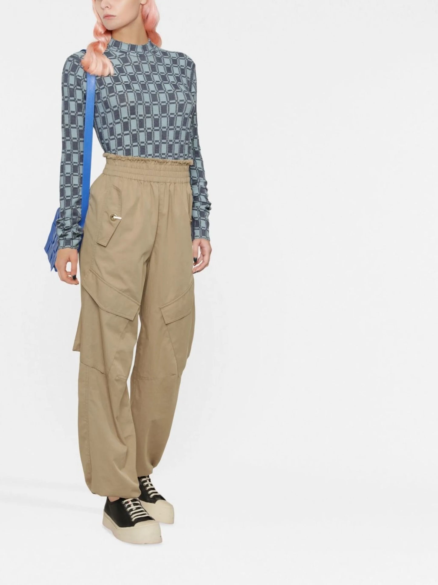 geometric-print long-sleeve jumper