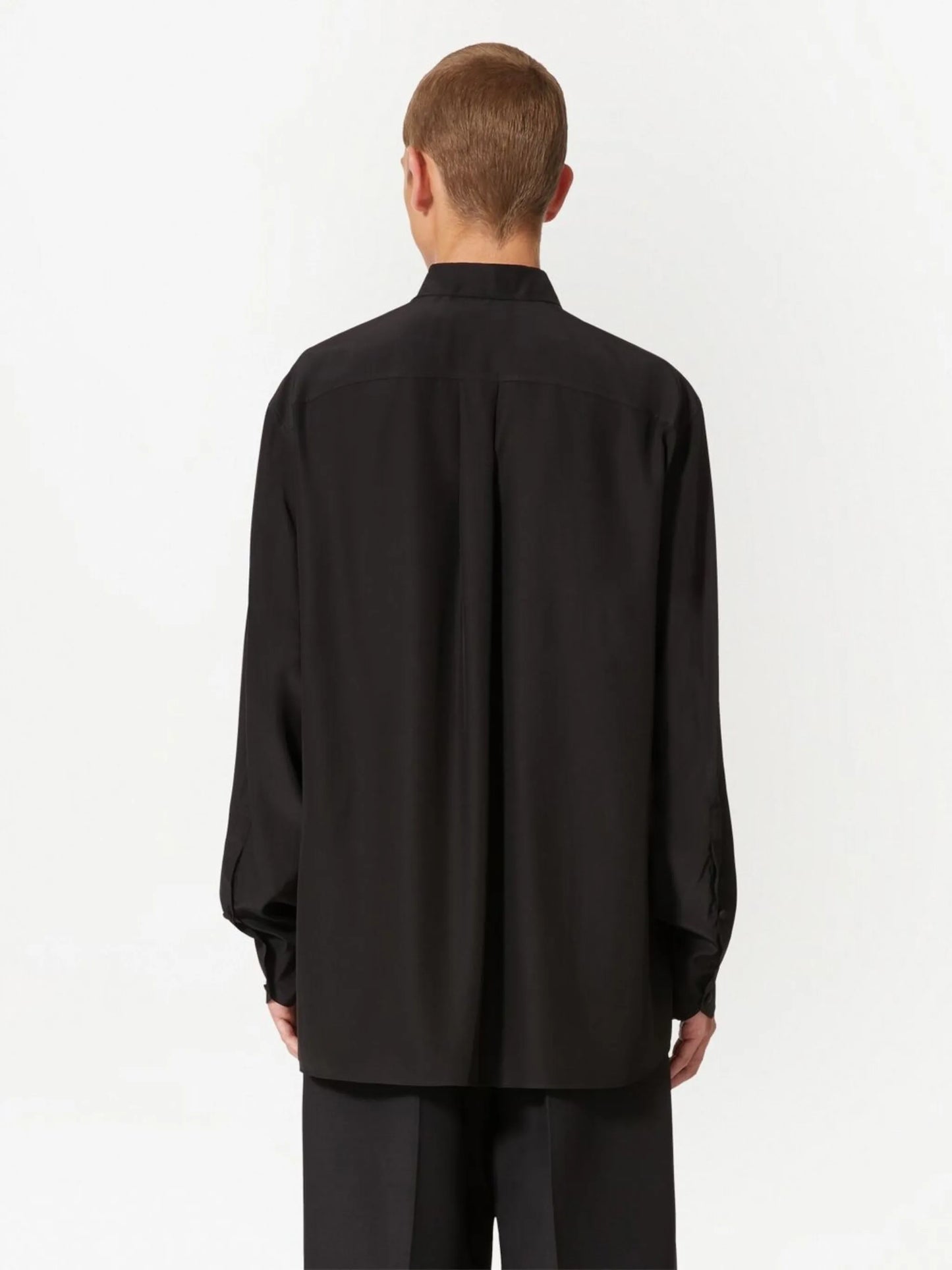 long-sleeved silk shirt