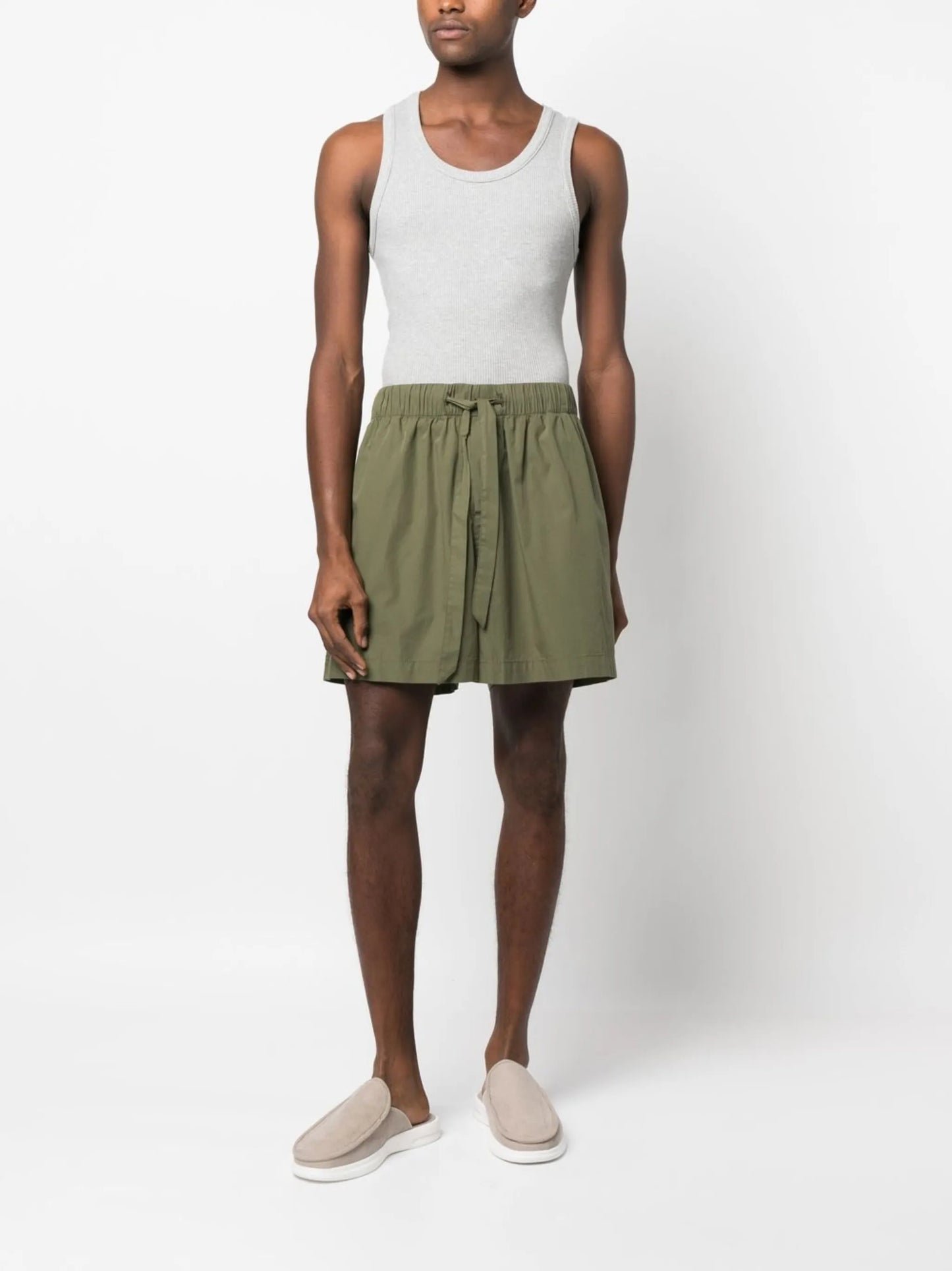 wide-leg poplin pajama shorts