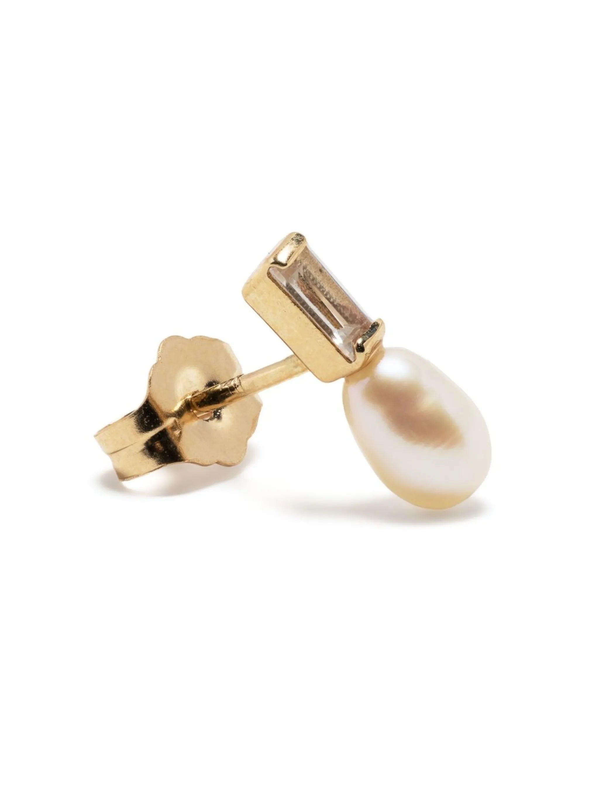 14kt yellow gold Orb pearl drop stud earring