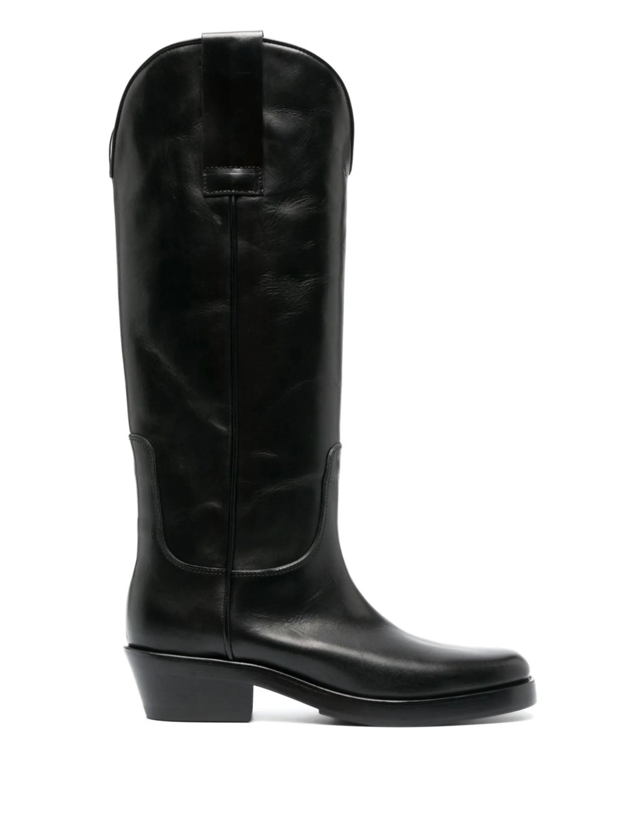 knee-length leather boots