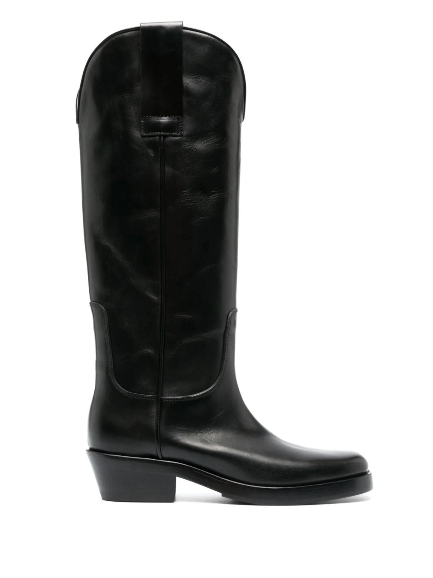knee-length leather boots