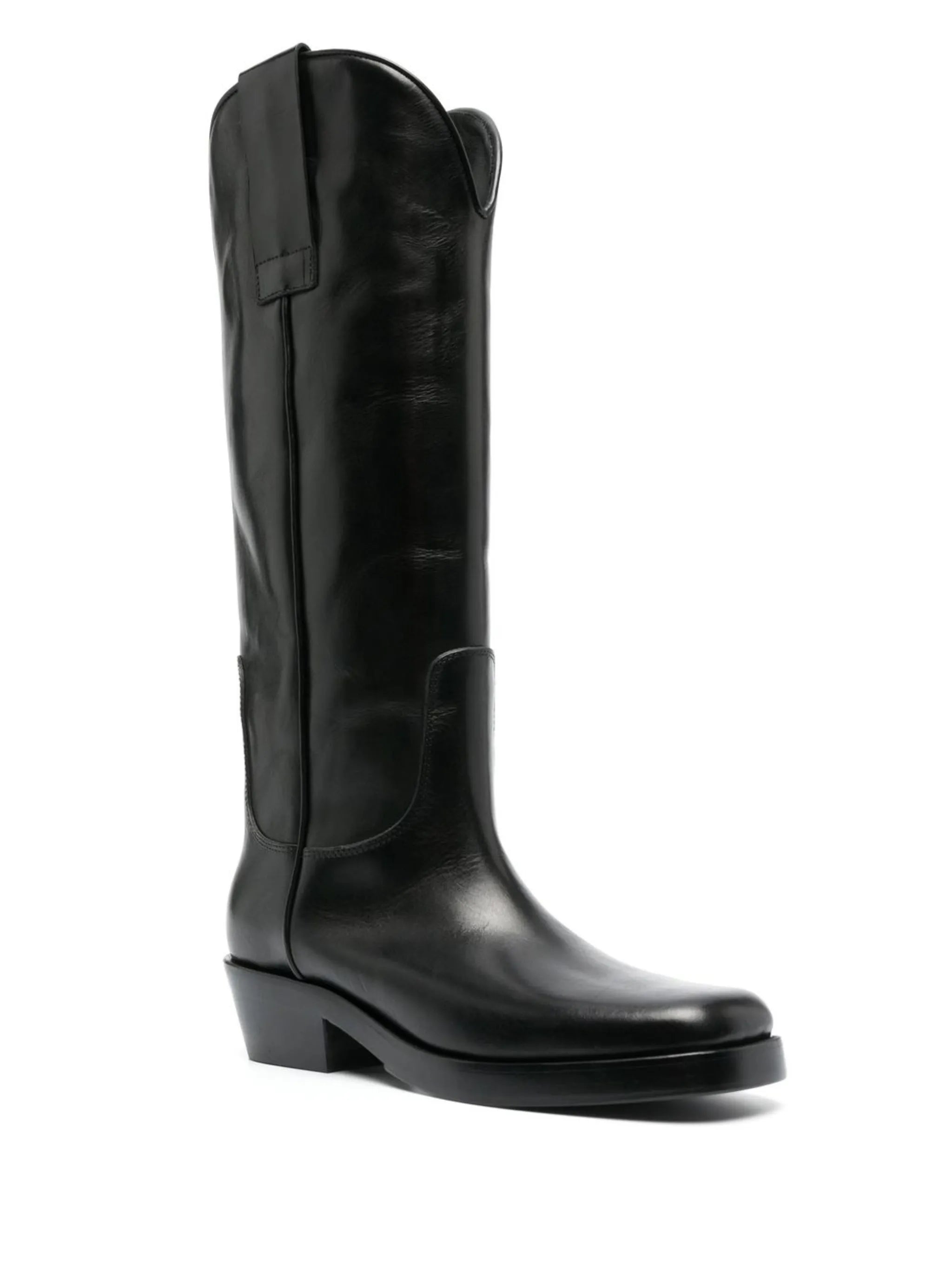 knee-length leather boots
